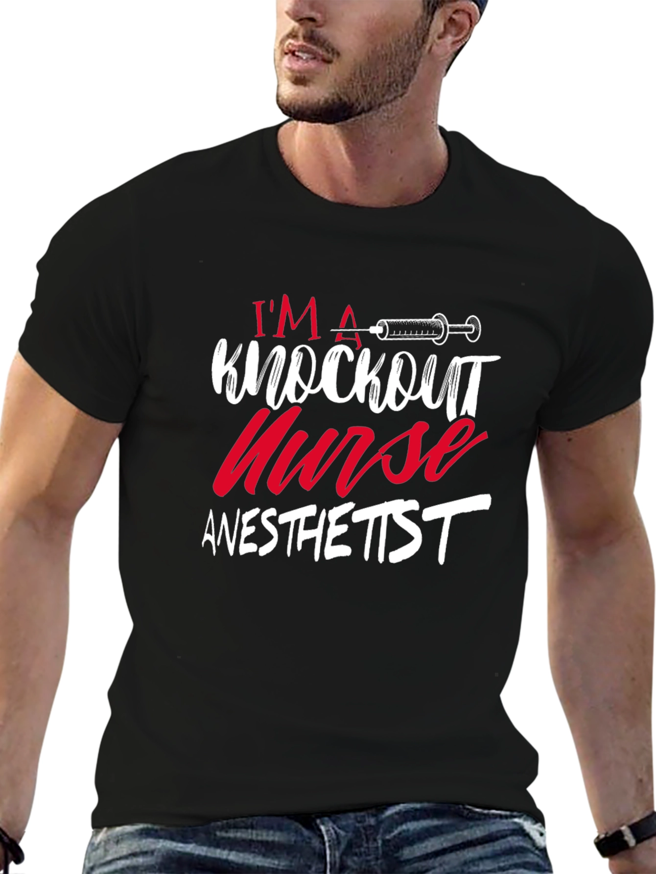 Black Knockout Nurse Anesthetist T-Shirt view 6