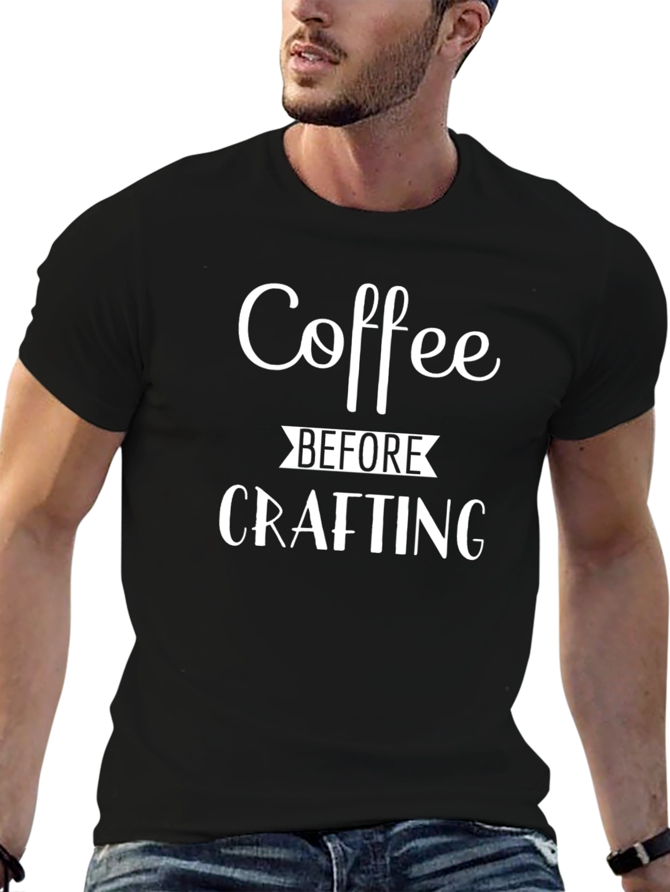 Black Coffee Before Crafting Black T-Shirt view 6