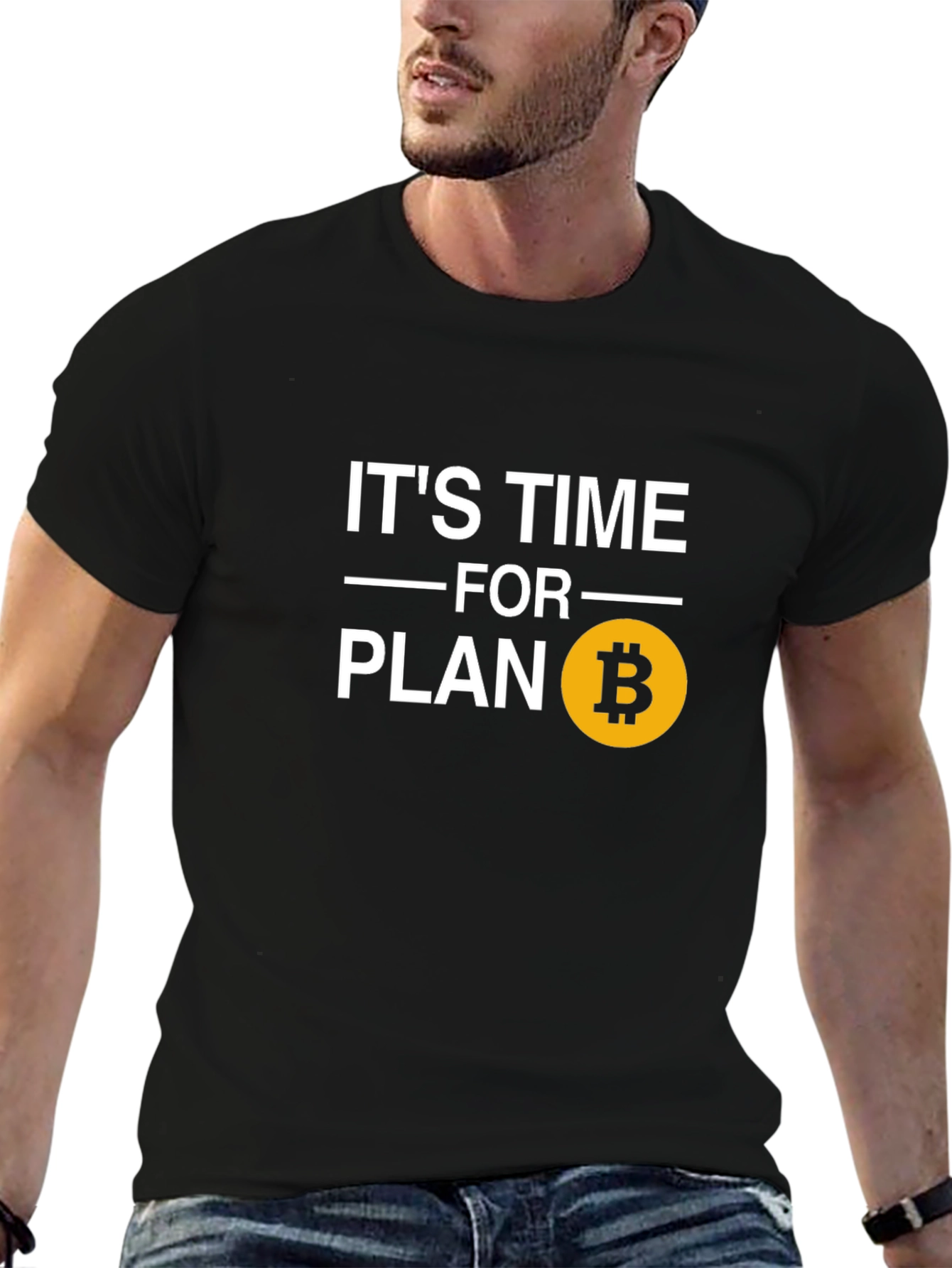 Black It's Time for Plan B Bitcoin T-Shirt view 6