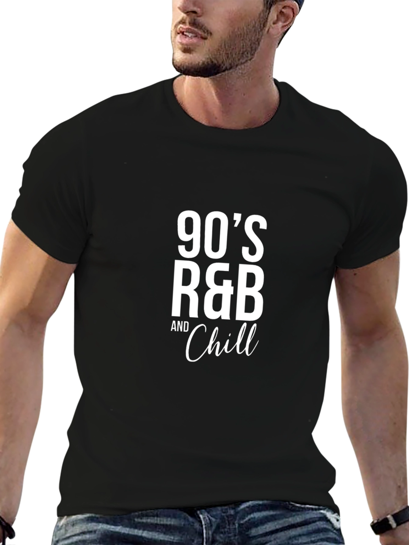 Black 90's R&B and Chill Black T-Shirt view 6