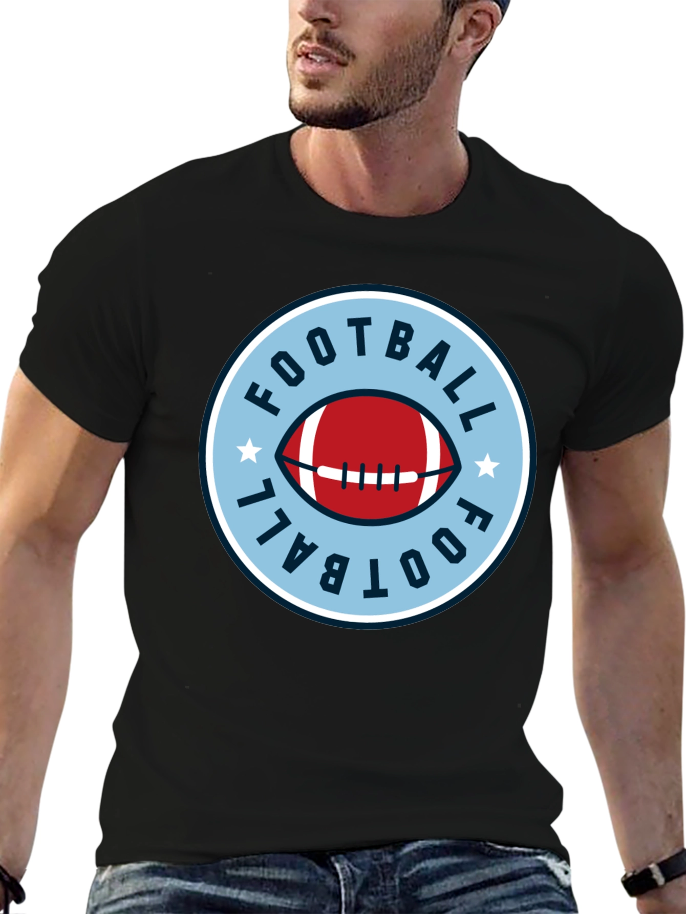 Black Football Graphic Tee - Classic Style view 6