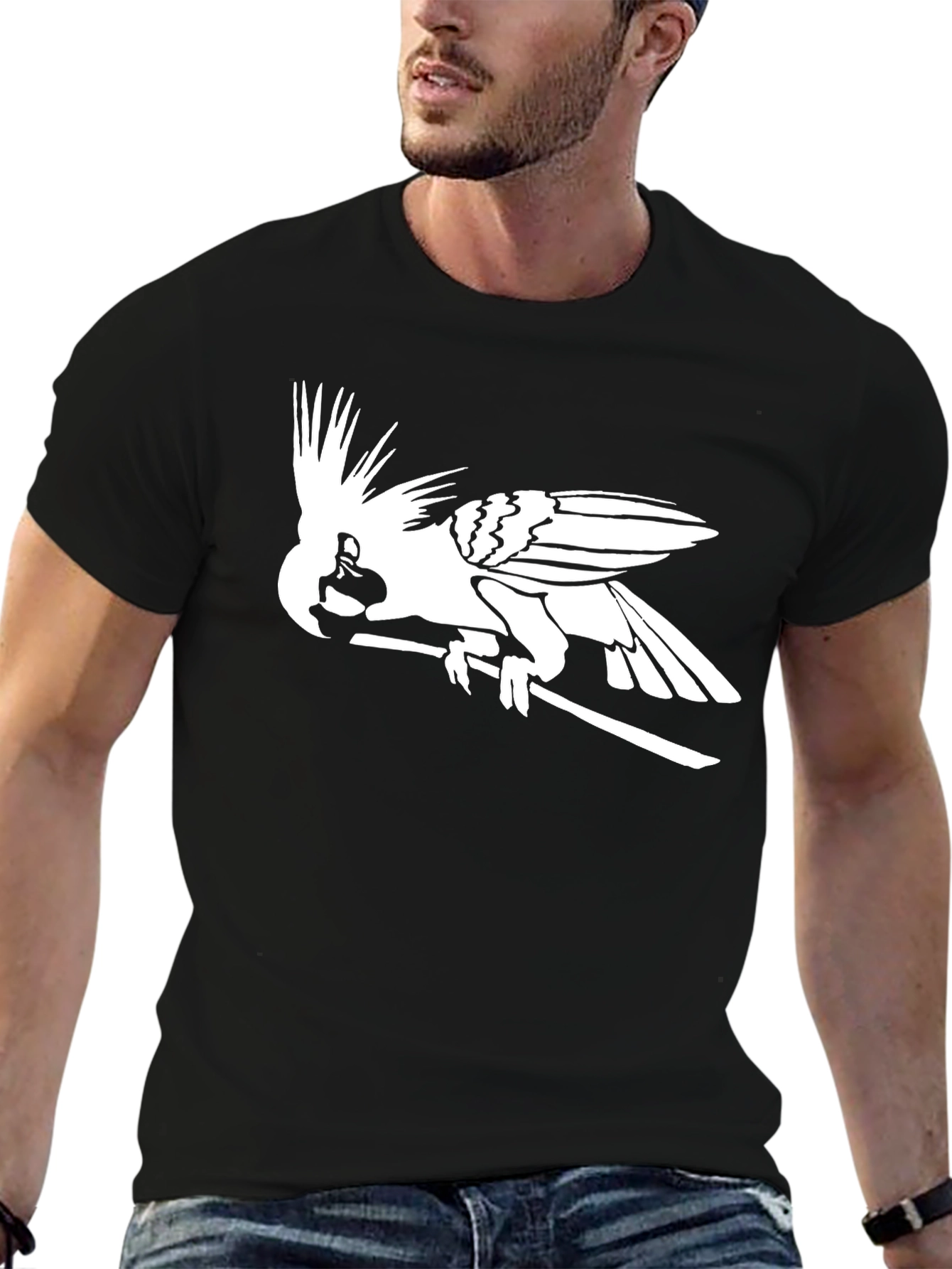 Black Cockatoo Graphic Tee - Black Cotton Blend view 6