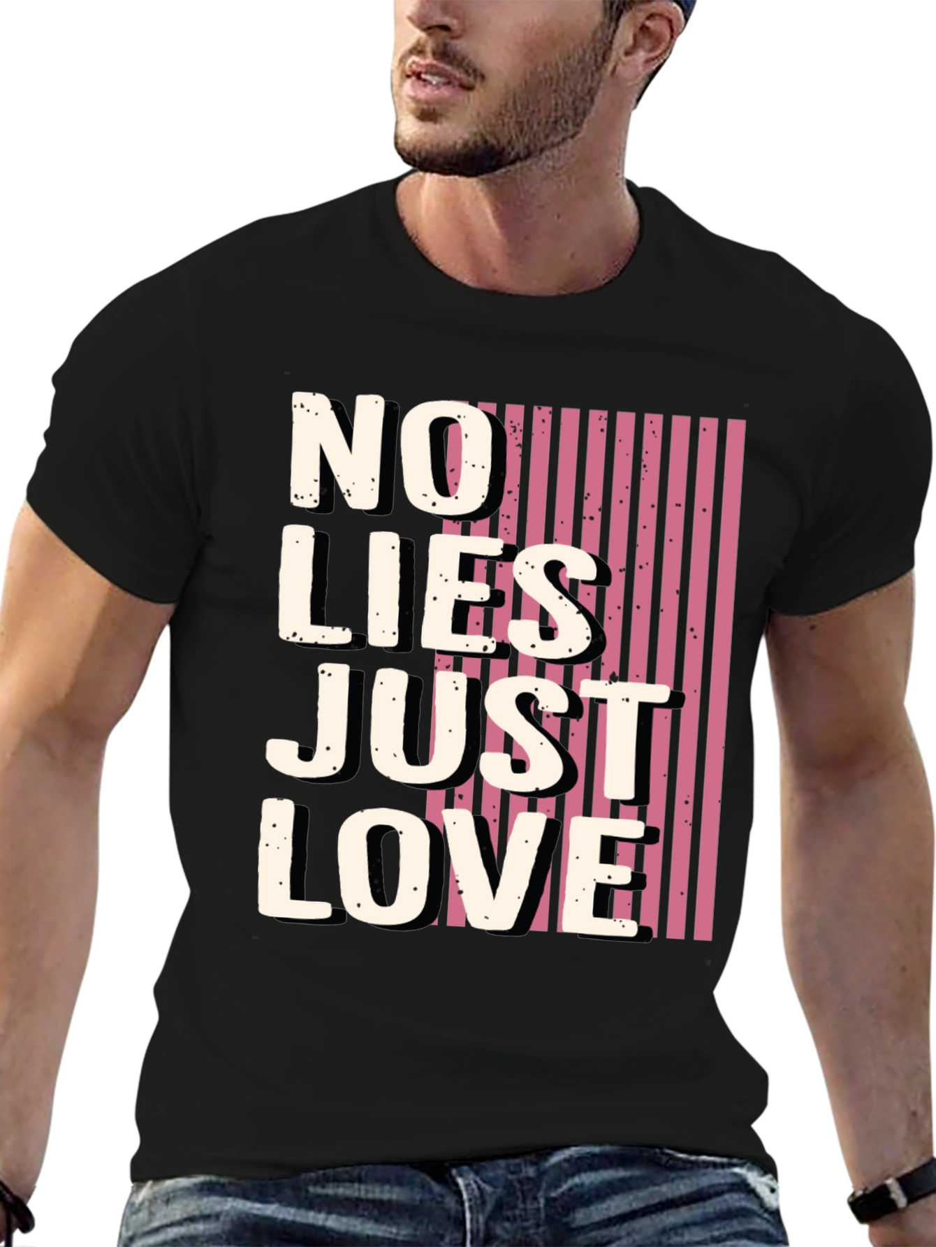 Black No Lies Just Love Graphic Tee - Black view 6