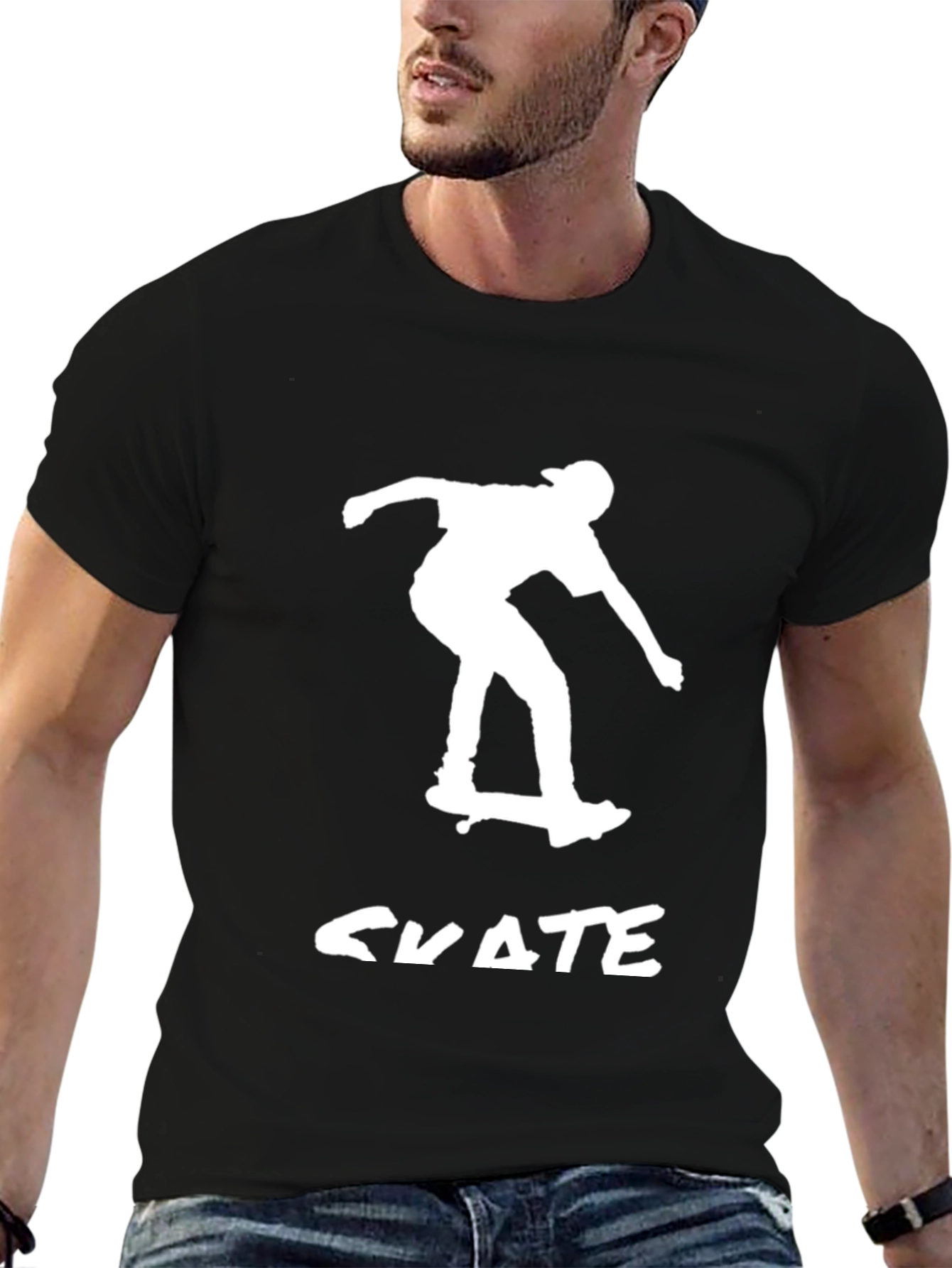Black Cool Skater T-Shirt - Black Graphic Tee view 6