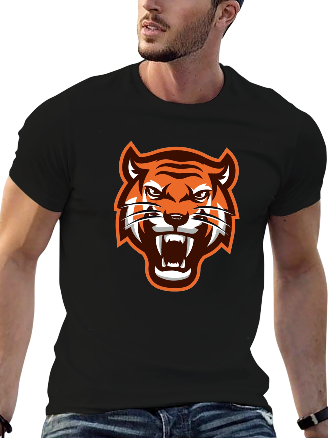 Black Tiger Graphic Black T-Shirt - Fierce and Stylish view 6