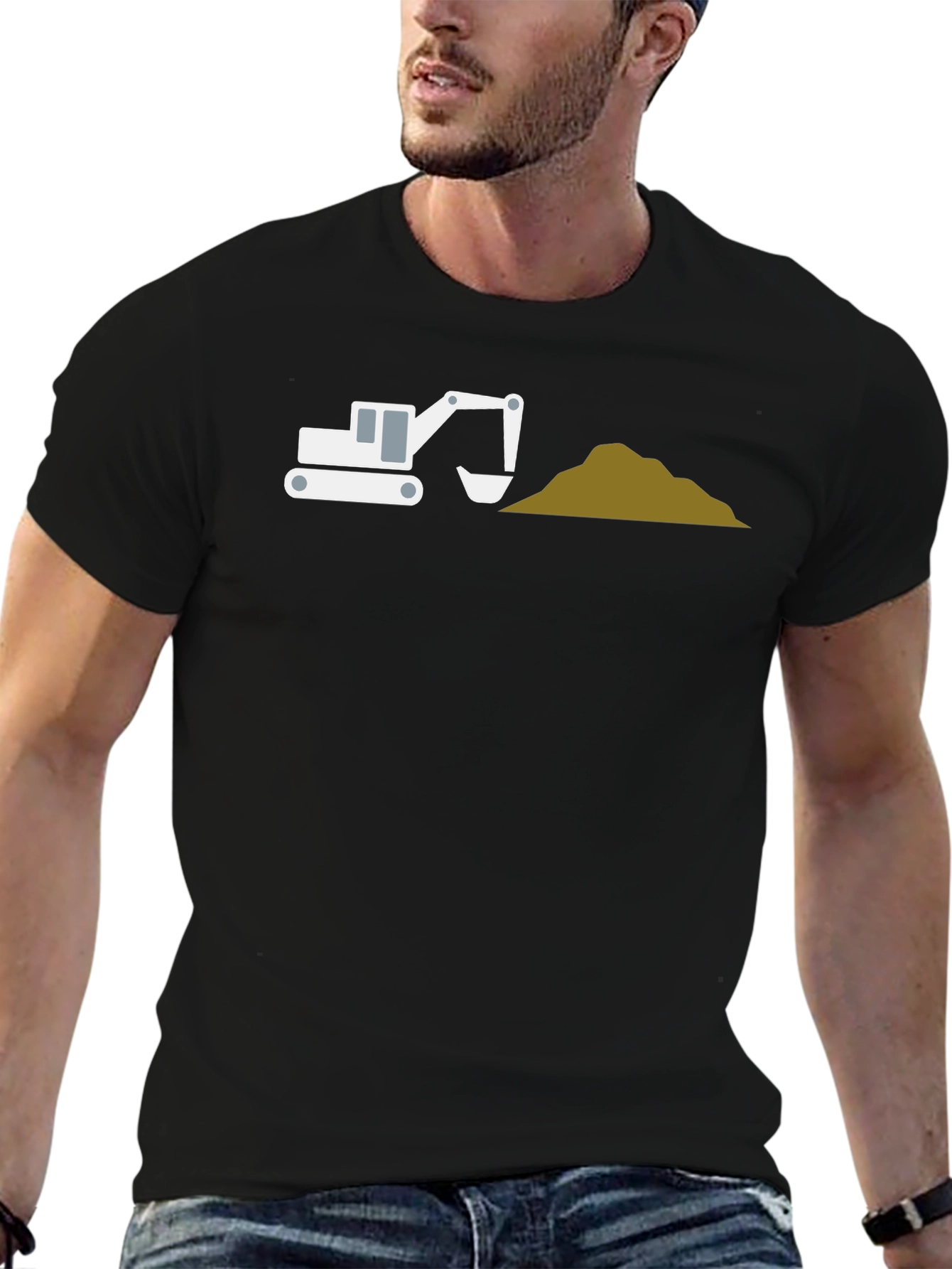 Black Excavator Graphic Tee - Black Cotton Blend view 6