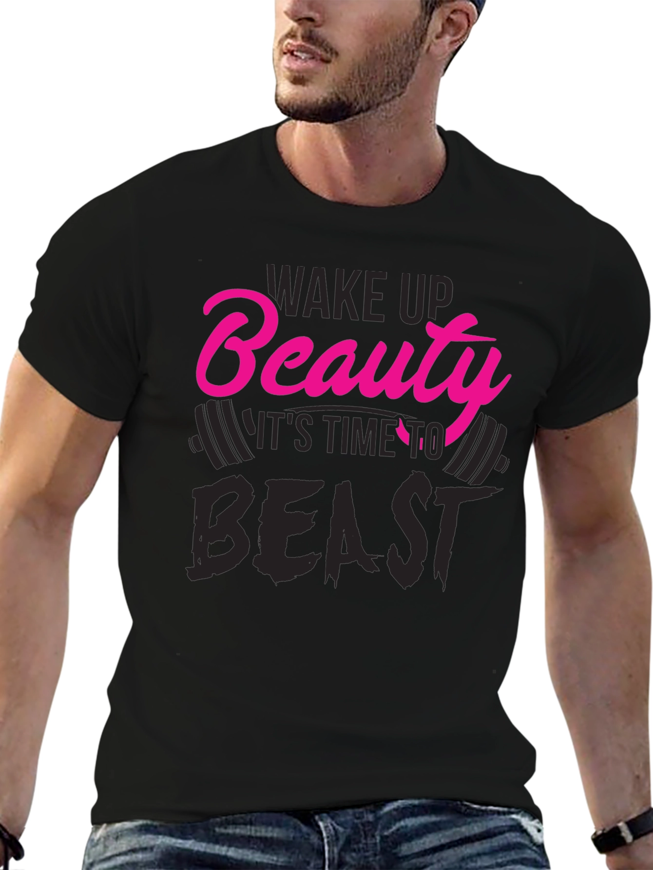 Black Wake Up Beauty, It's Time to Beast T-Shirt view 6