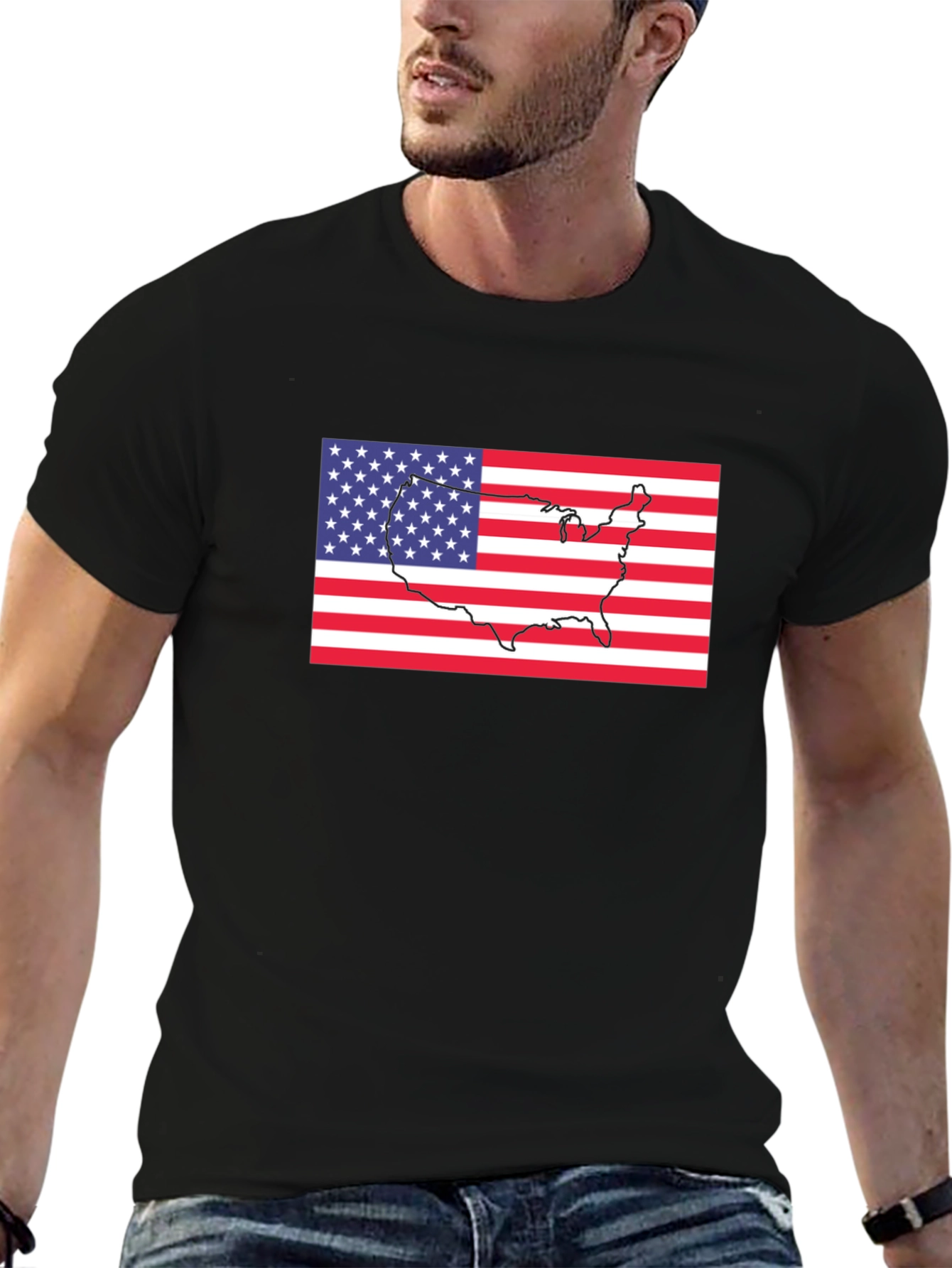 USA Flag Outline T-Shirt - 6