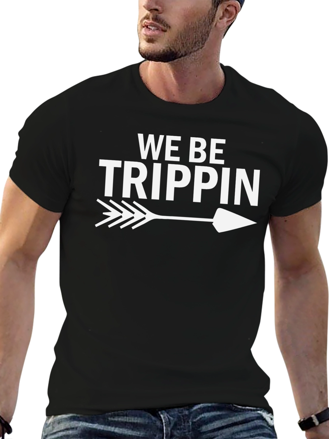 Black We Be Trippin' Arrow Graphic Tee - Black Casual Shirt view 6