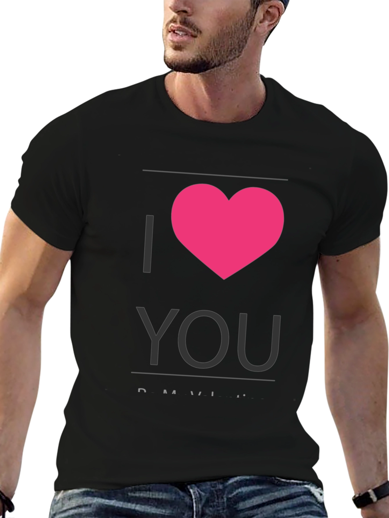 Black I Heart You - Black Crew Neck T-Shirt view 6