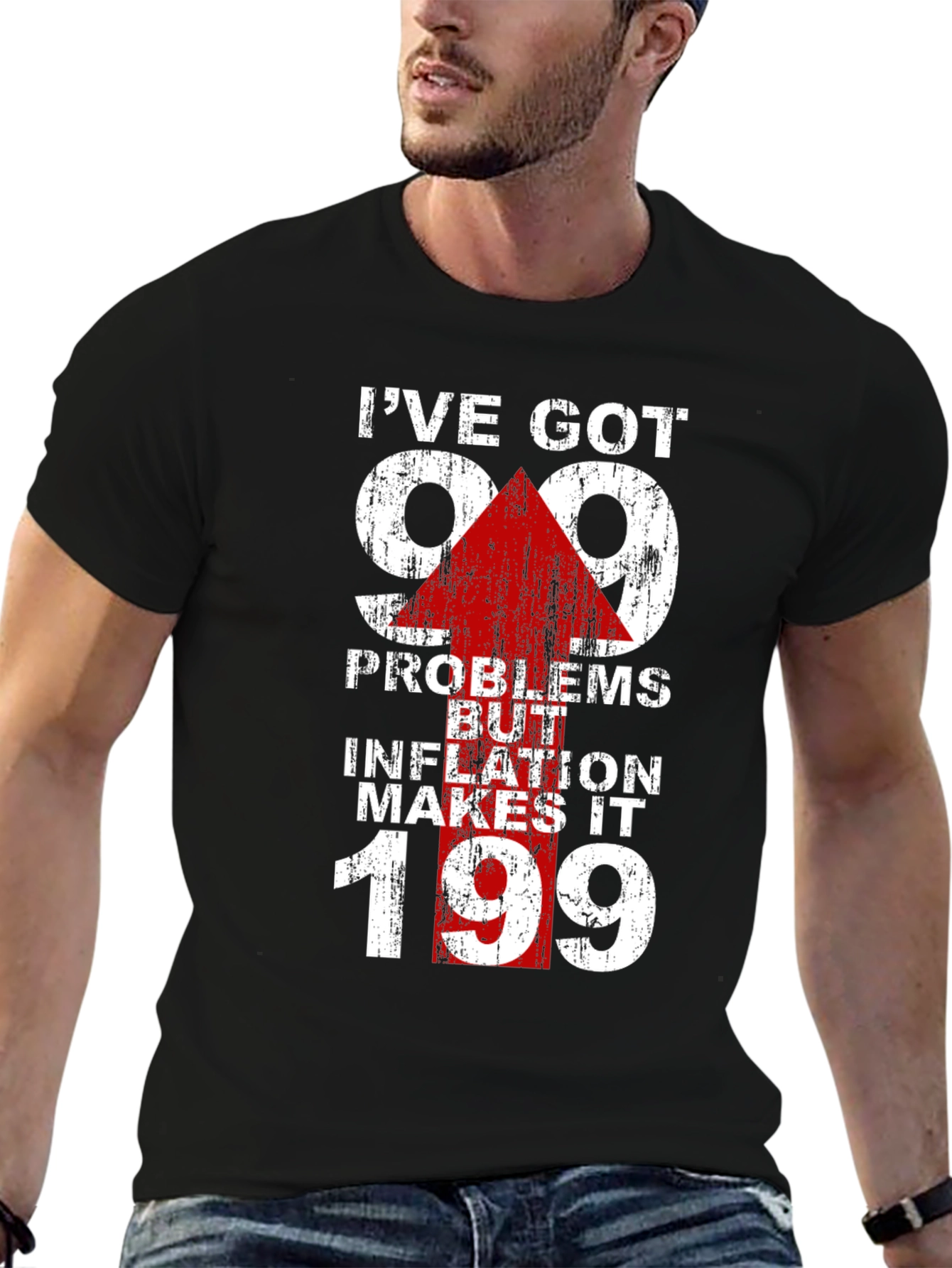 Black Inflation Humor T-Shirt - 99 Problems view 6