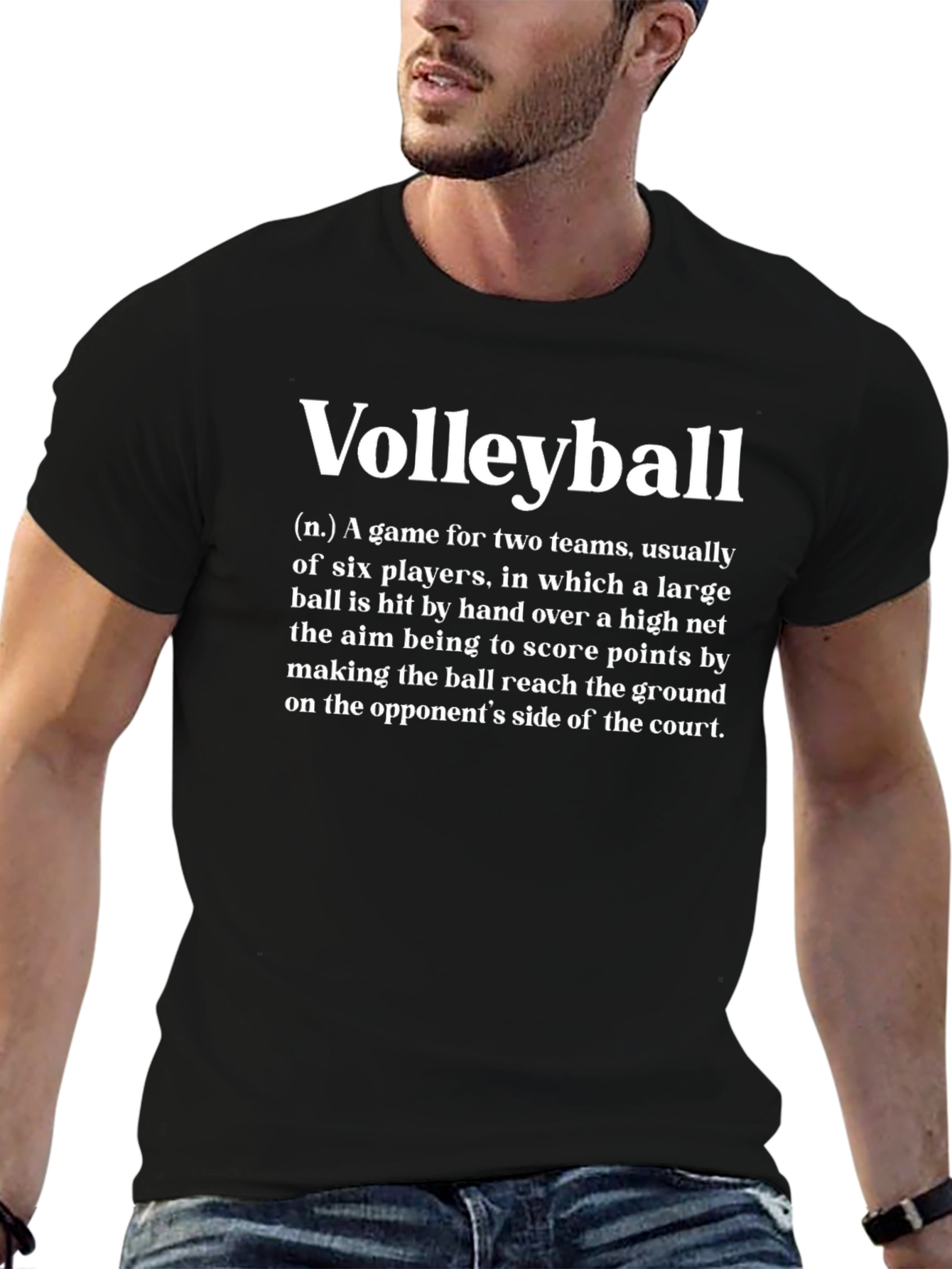 Black Volleyball Definition Graphic Tee - Sporty T-Shirt view 6