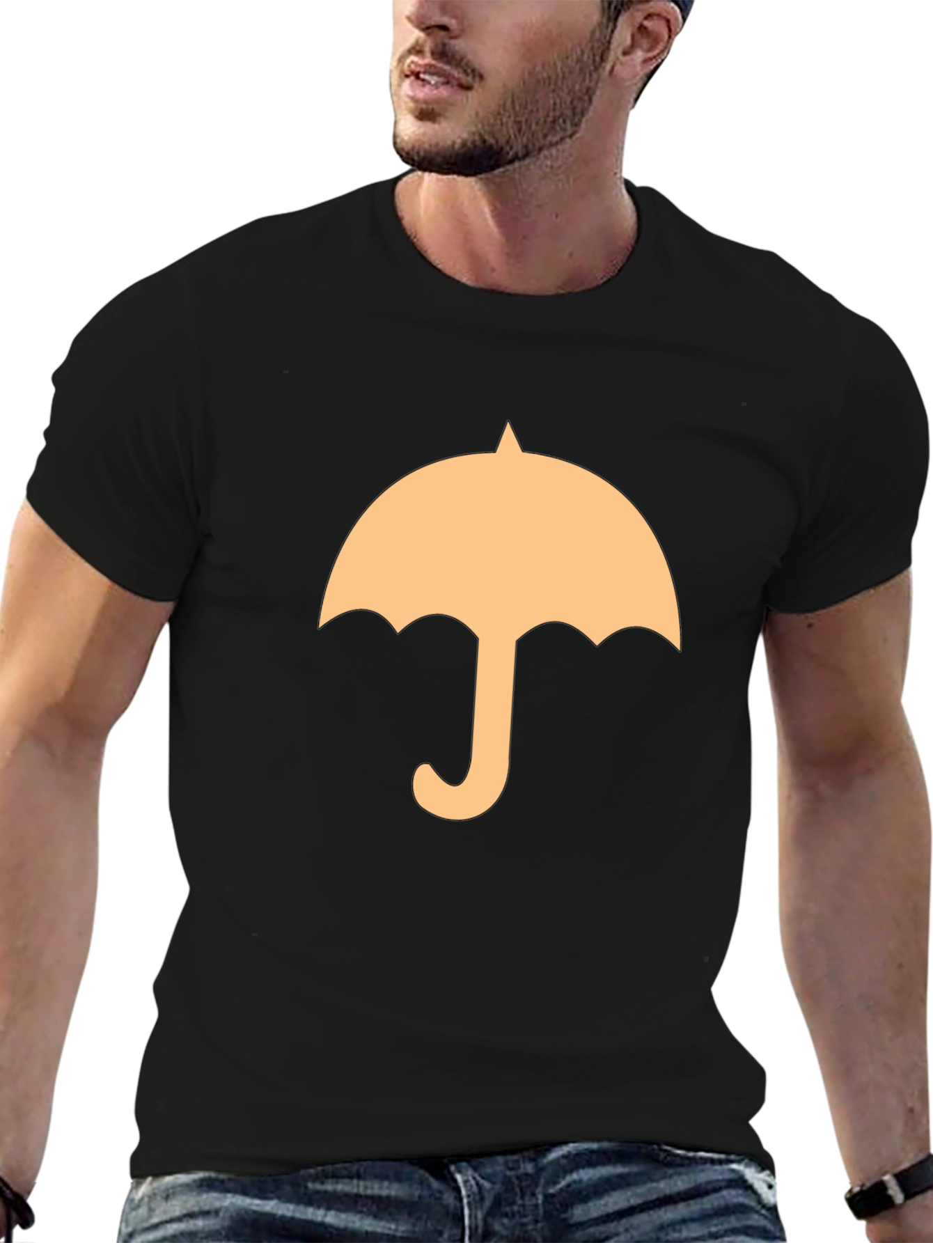 Black Umbrella Graphic Tee - Stylish Black Cotton T-Shirt view 6