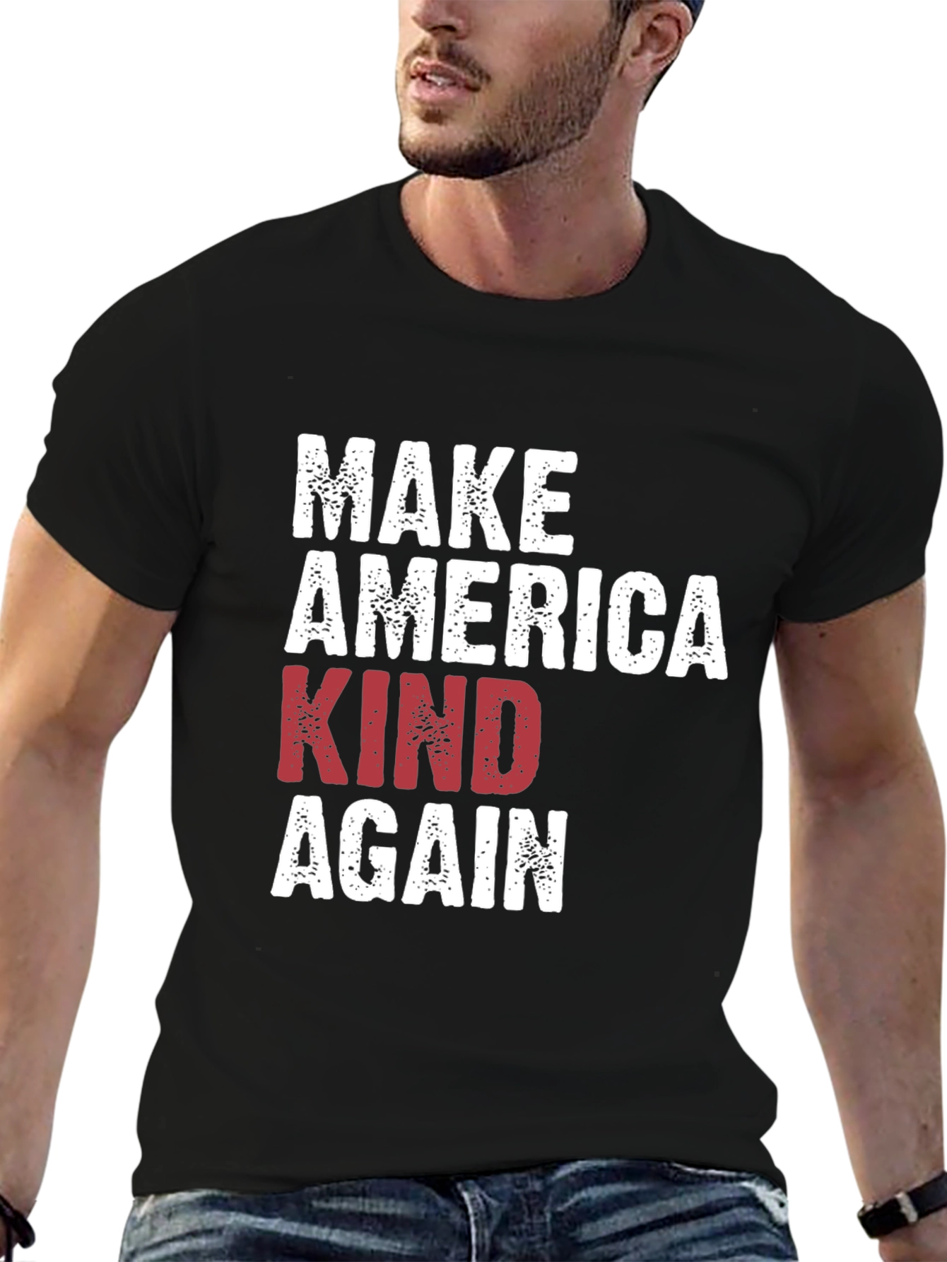 Black Make America Kind Again Black Graphic T-Shirt view 6