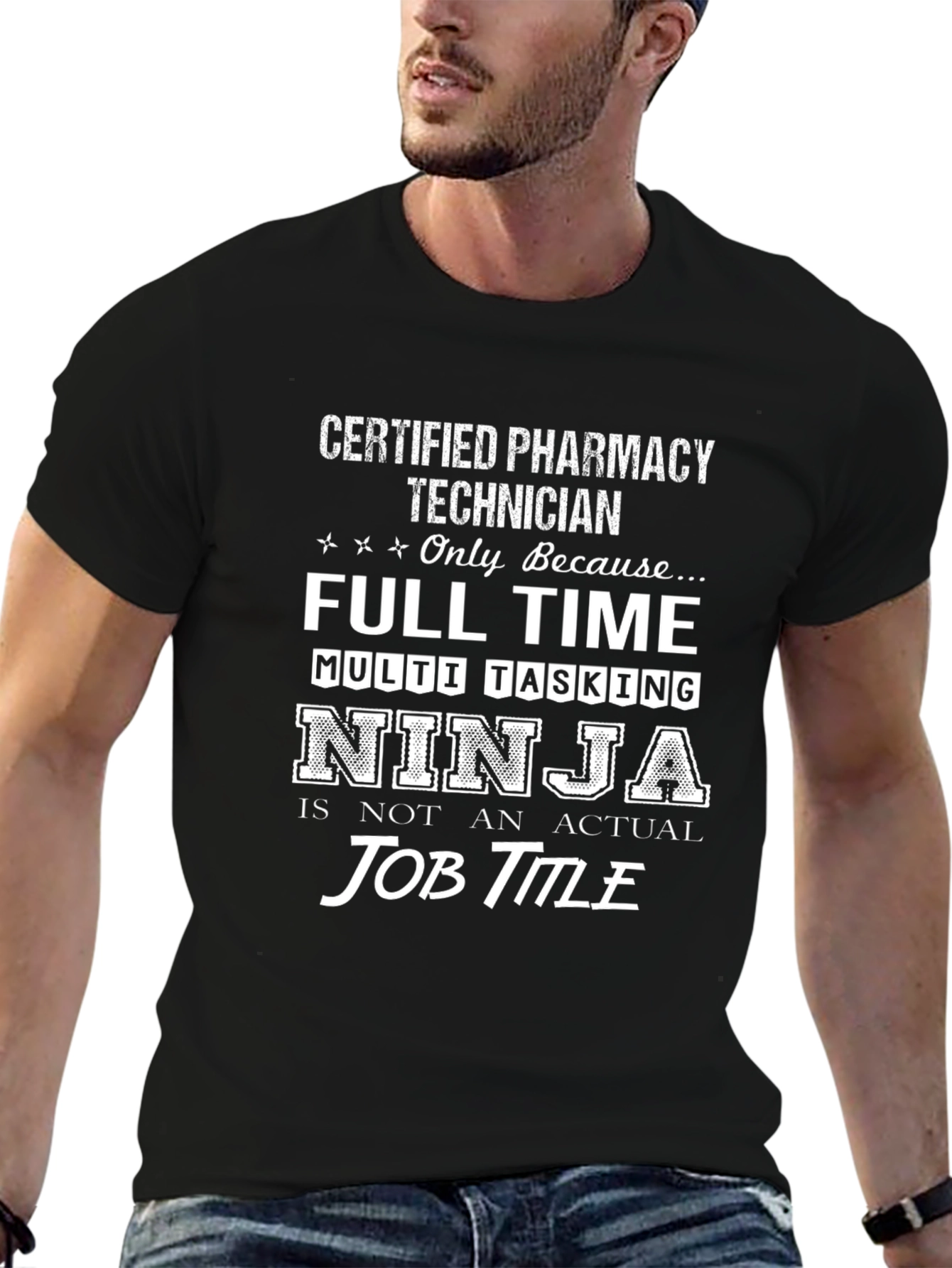Black Pharmacy Technician Ninja T-Shirt view 6
