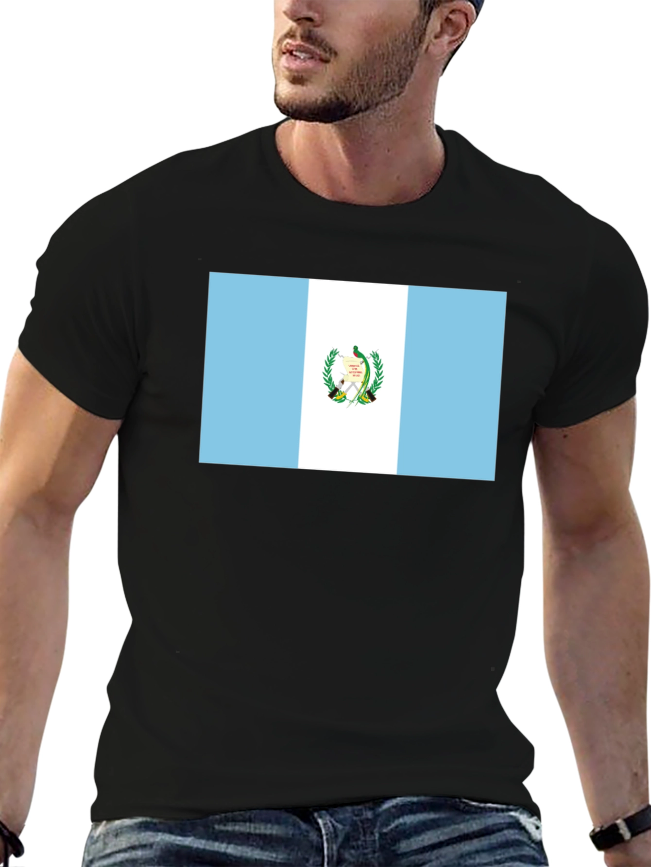 Black Guatemala Flag T-Shirt - Black Tee view 6