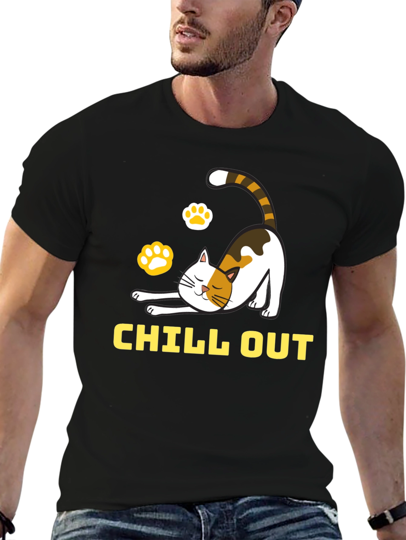 Chill Out Cat Graphic Tee - Relaxed Comfort - 6
