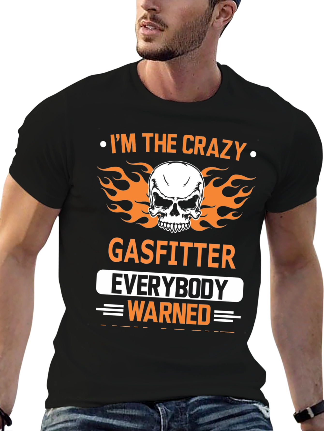 Black Crazy Gasfitter Skull Graphic T-Shirt view 6