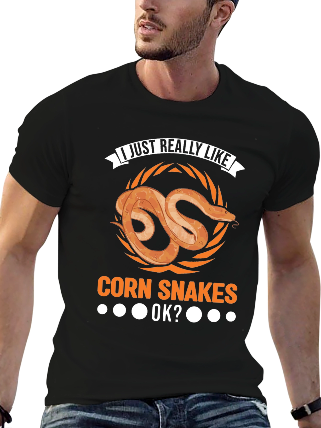 Black Corn Snake Lover T-Shirt - I Just Really Like Corn Snakes OK? view 6
