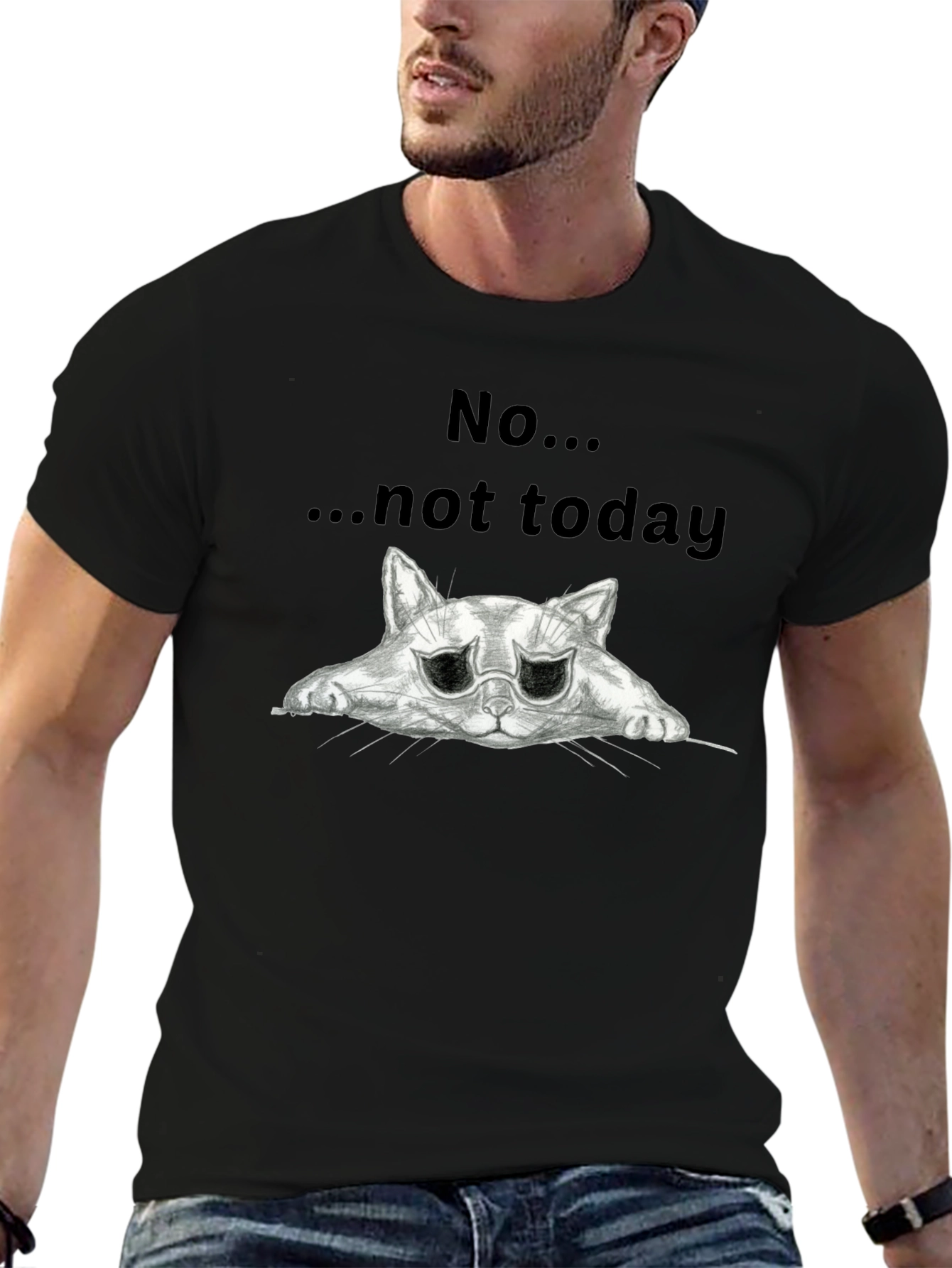 Black No... Not Today Cat Graphic T-Shirt view 6