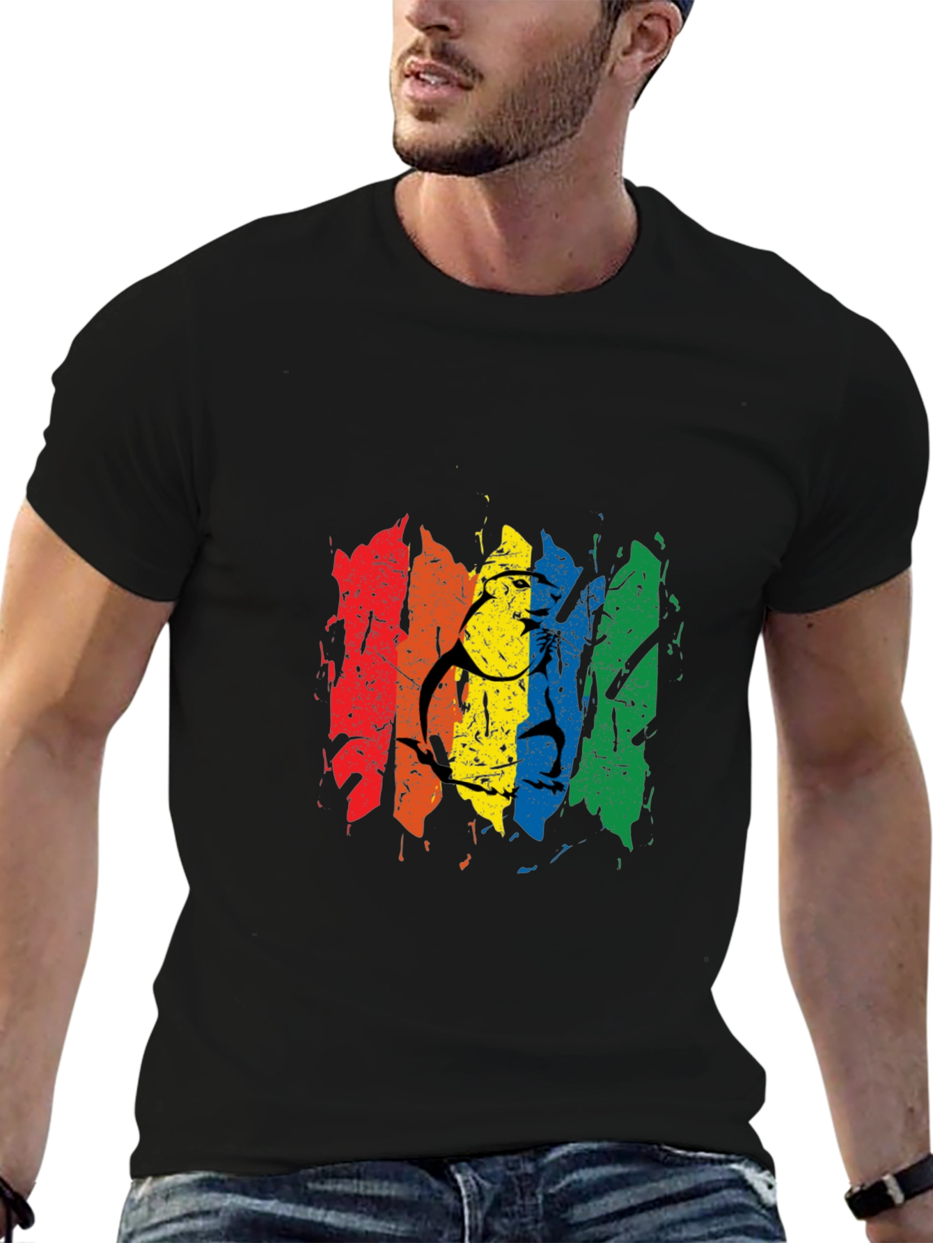 Black Rainbow Pride Graphic Tee - Men's Black T-Shirt view 6