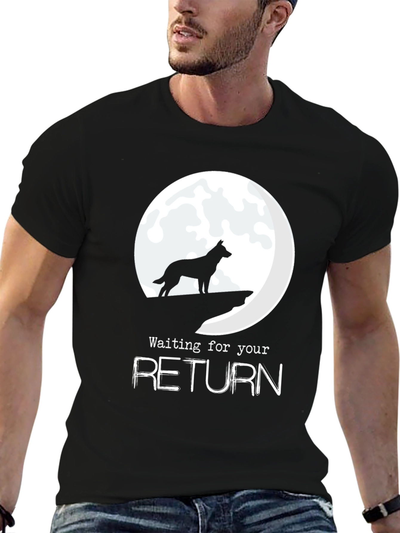 Black Waiting for Your Return Black T-Shirt view 6