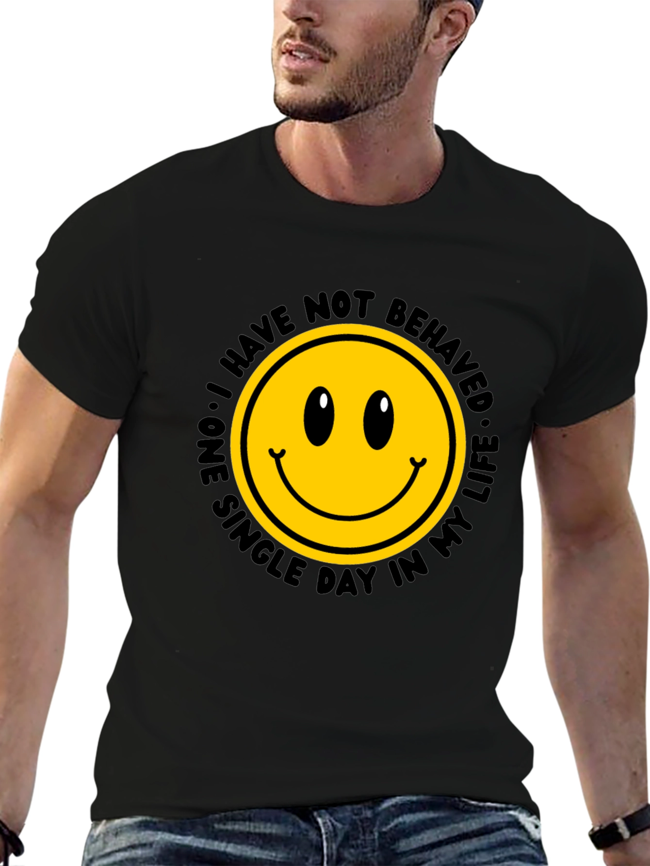 Black Smiley Face Graphic Tee - Mischief Managed! view 6