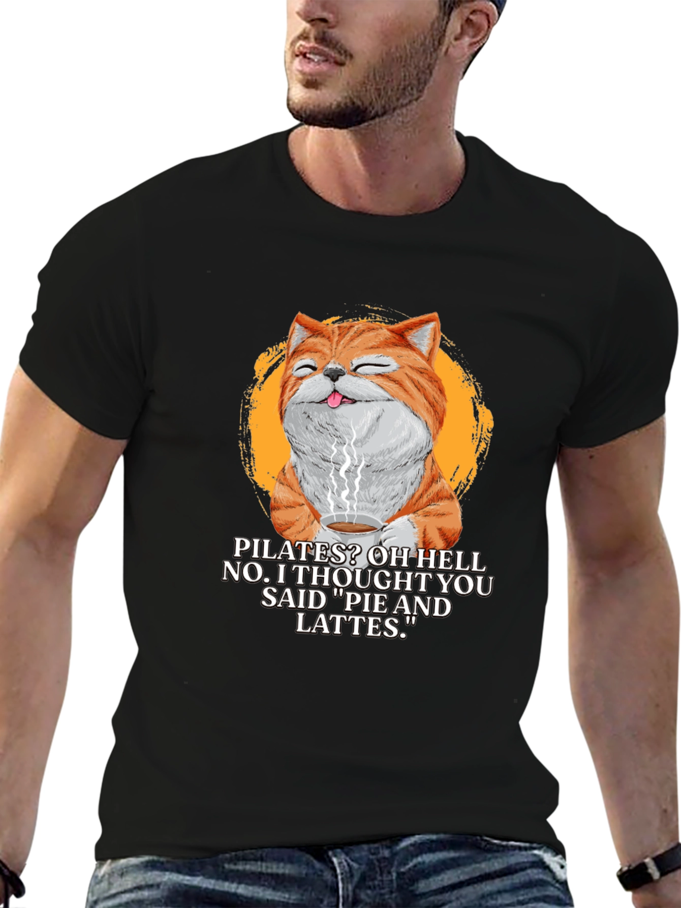 Pilates? Pie & Lattes Cat Graphic T-Shirt - 6
