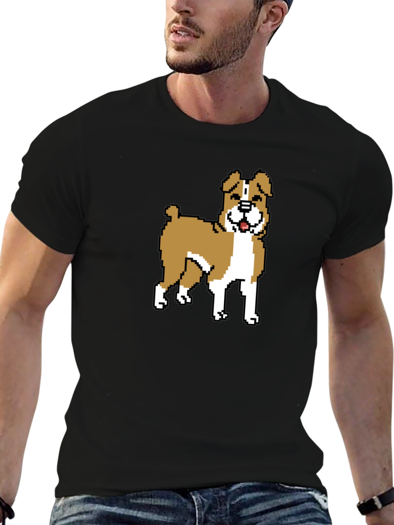 Black Pixel Dog Graphic T-Shirt - Black view 6