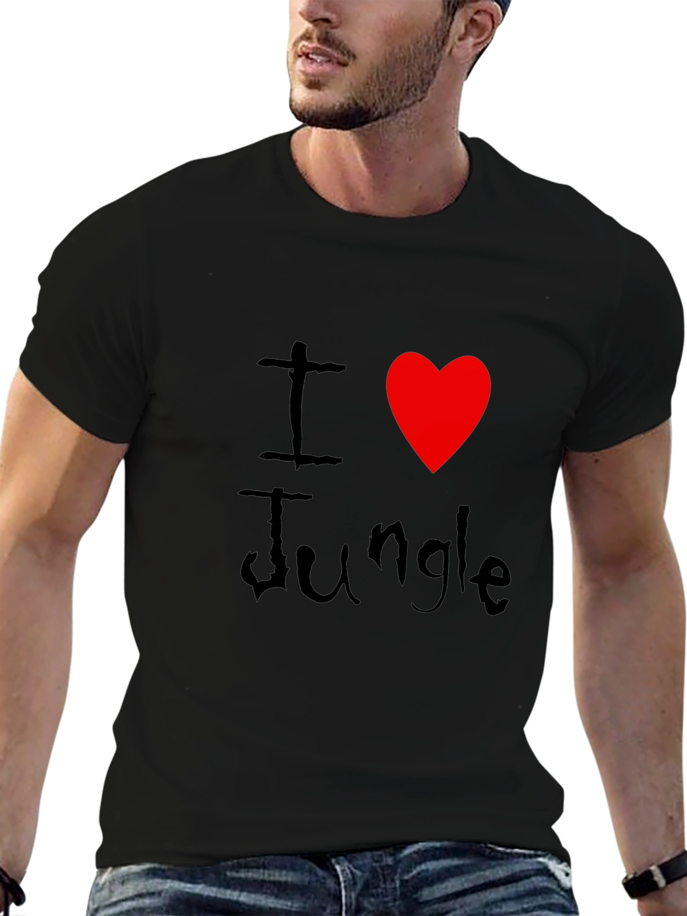 Black I Love Jungle Black Graphic Tee Shirt view 6