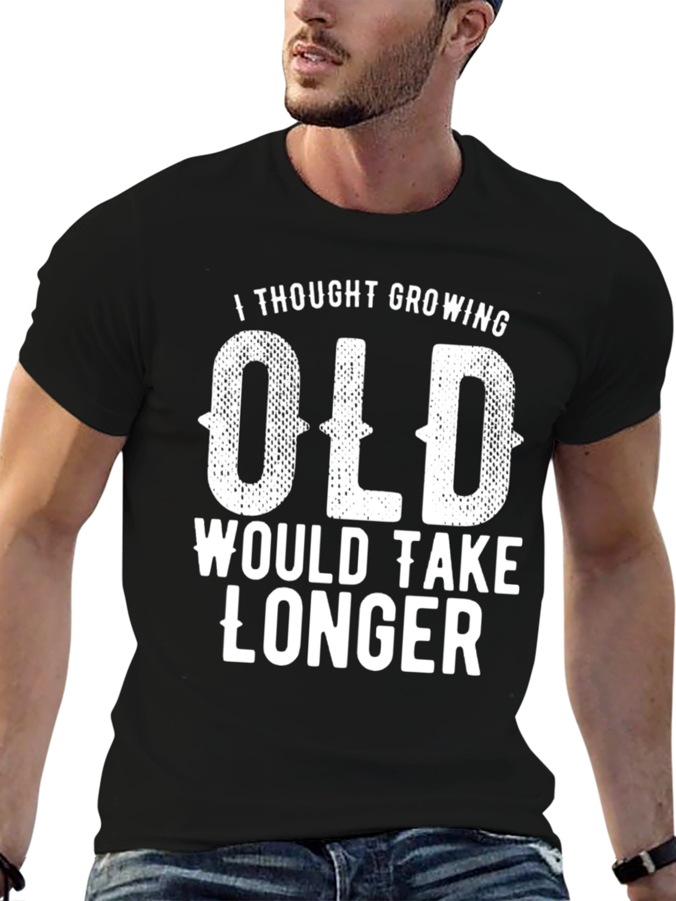 Black Funny 'Growing Old' Graphic T-Shirt view 6