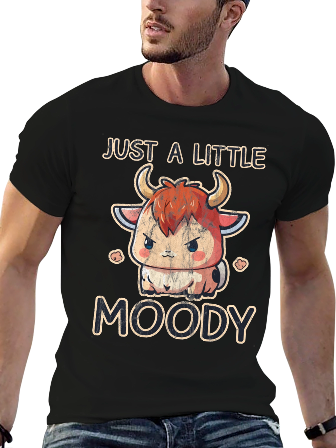 Black Just a Little Moody Cow T-Shirt view 6