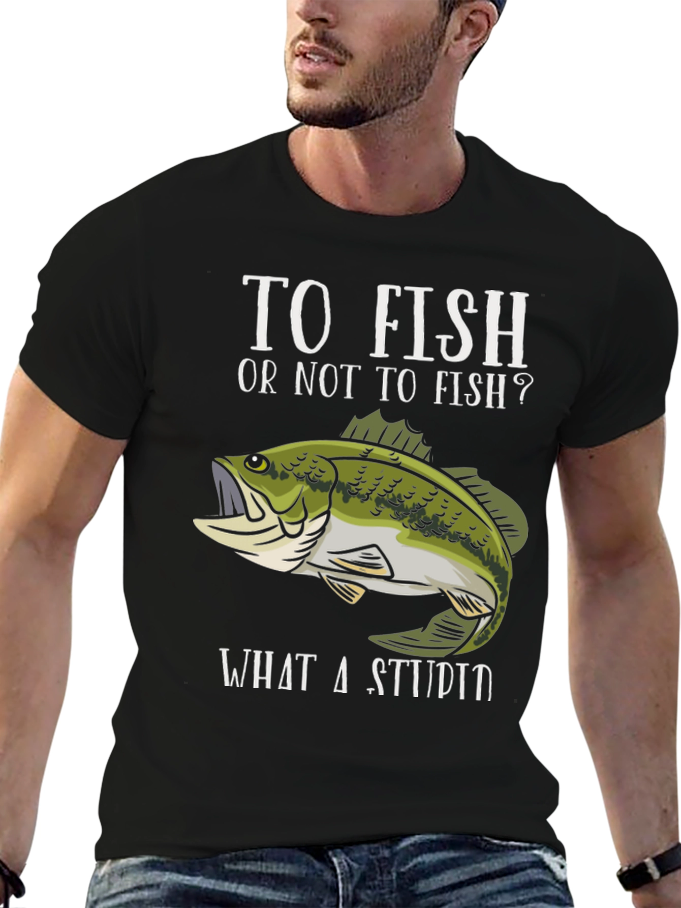Black To Fish Or Not To Fish Funny Fishing T-Shirt view 6
