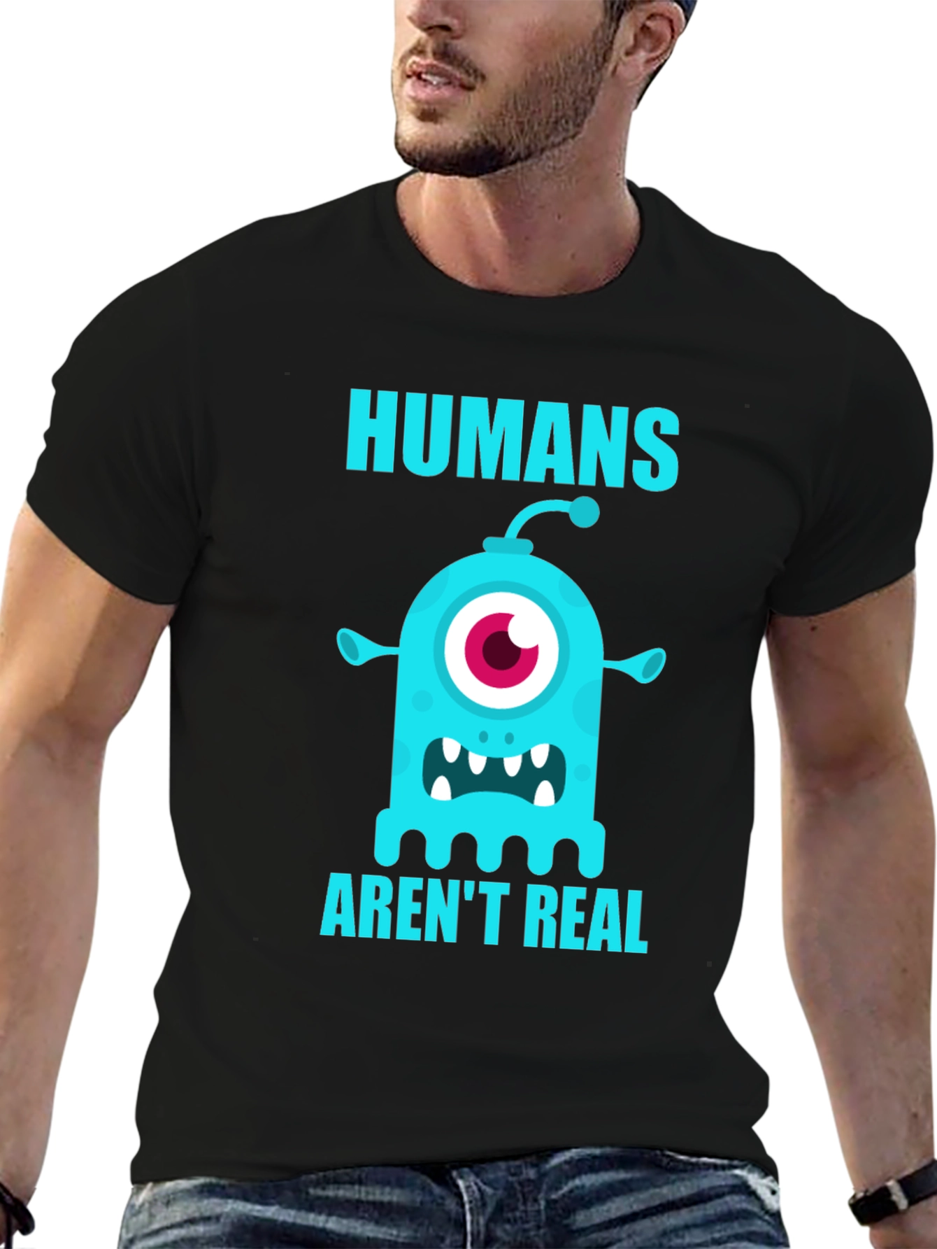 Black Humans Aren't Real Monster Graphic T-Shirt view 6