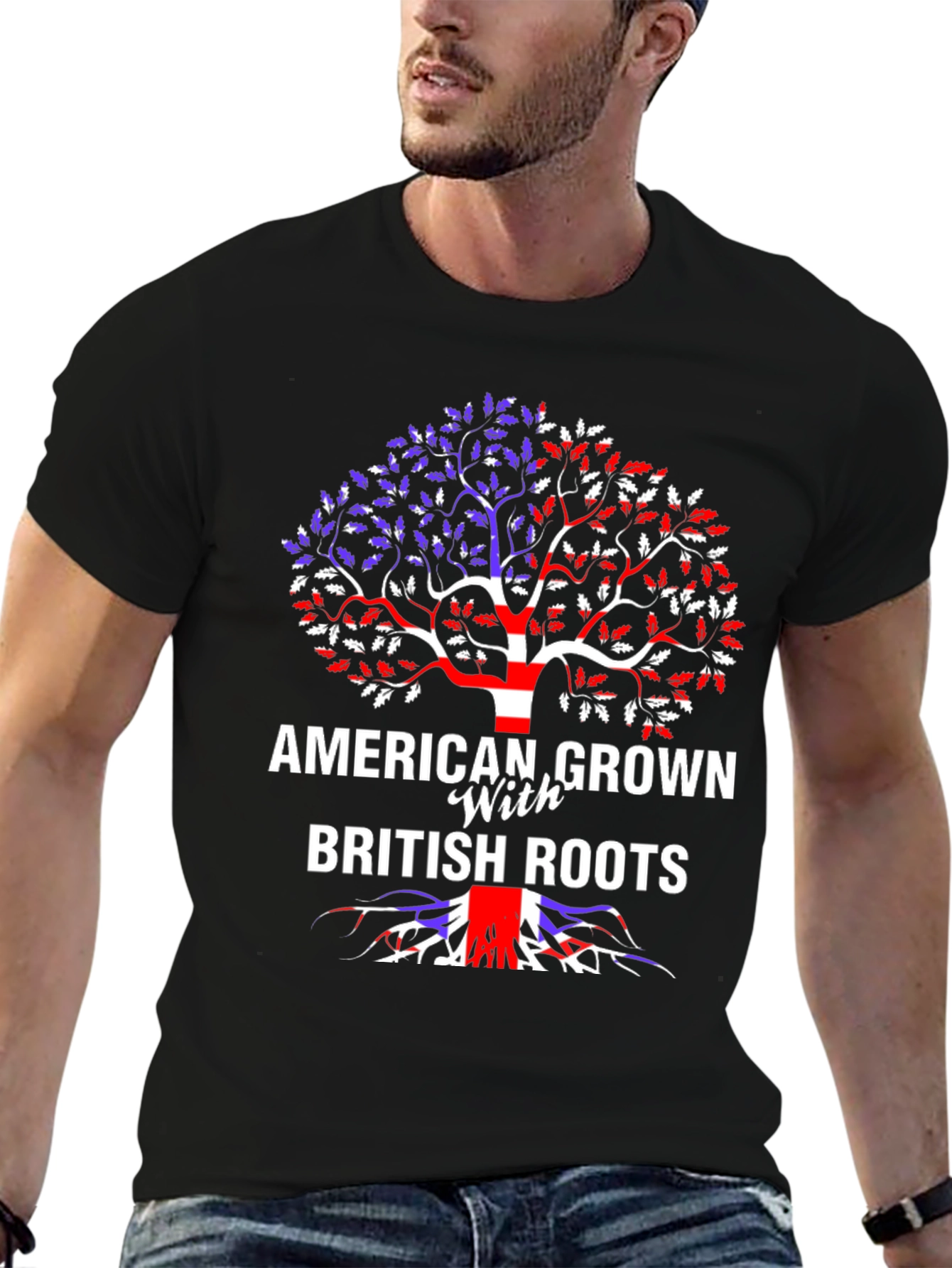 Black American Grown with British Roots Graphic Tee view 6