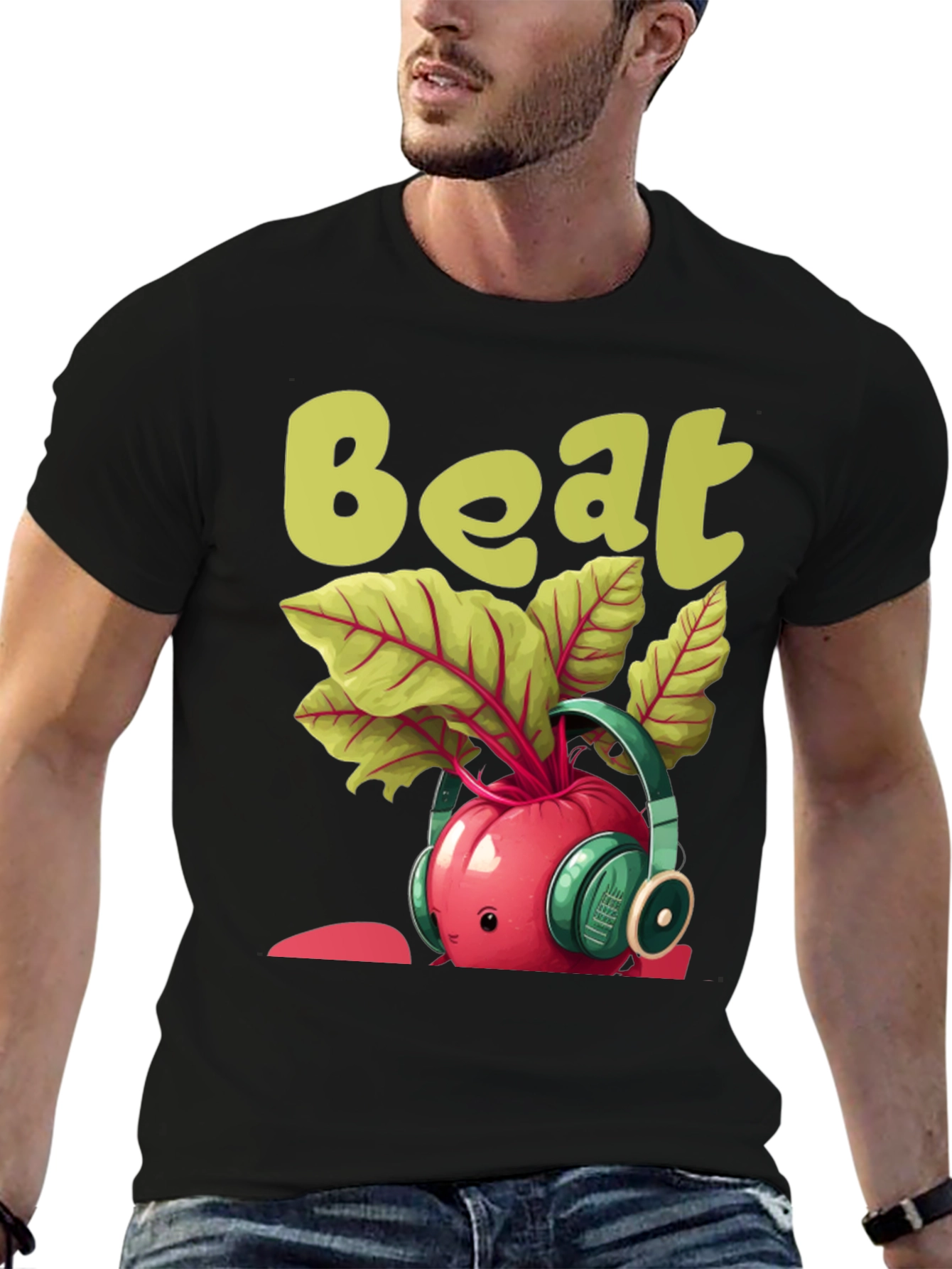Black Funny "Beat" Music Beetroot Graphic Tee view 6
