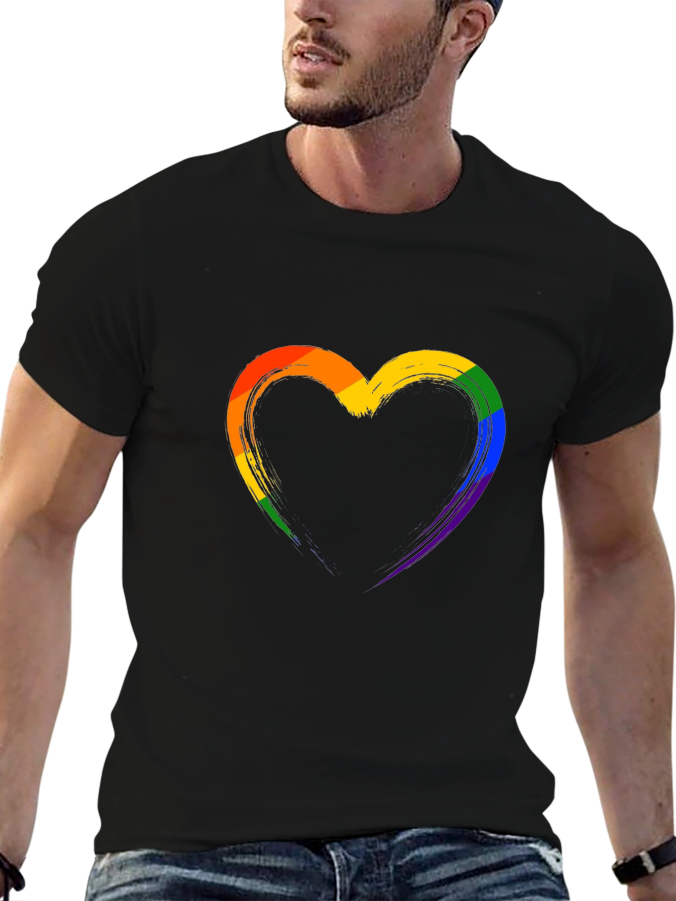 Black Pride Heart T-Shirt - Rainbow Love view 6