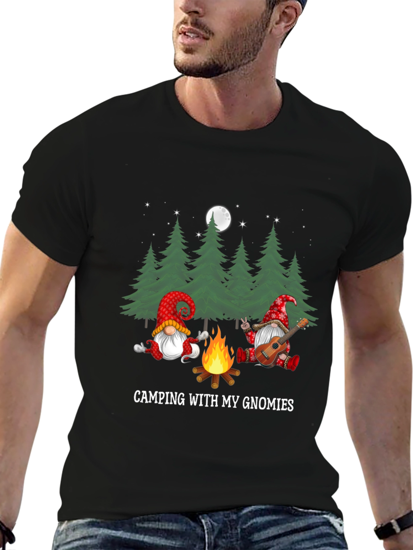 Black Camping with My Gnomies Graphic Tee view 6
