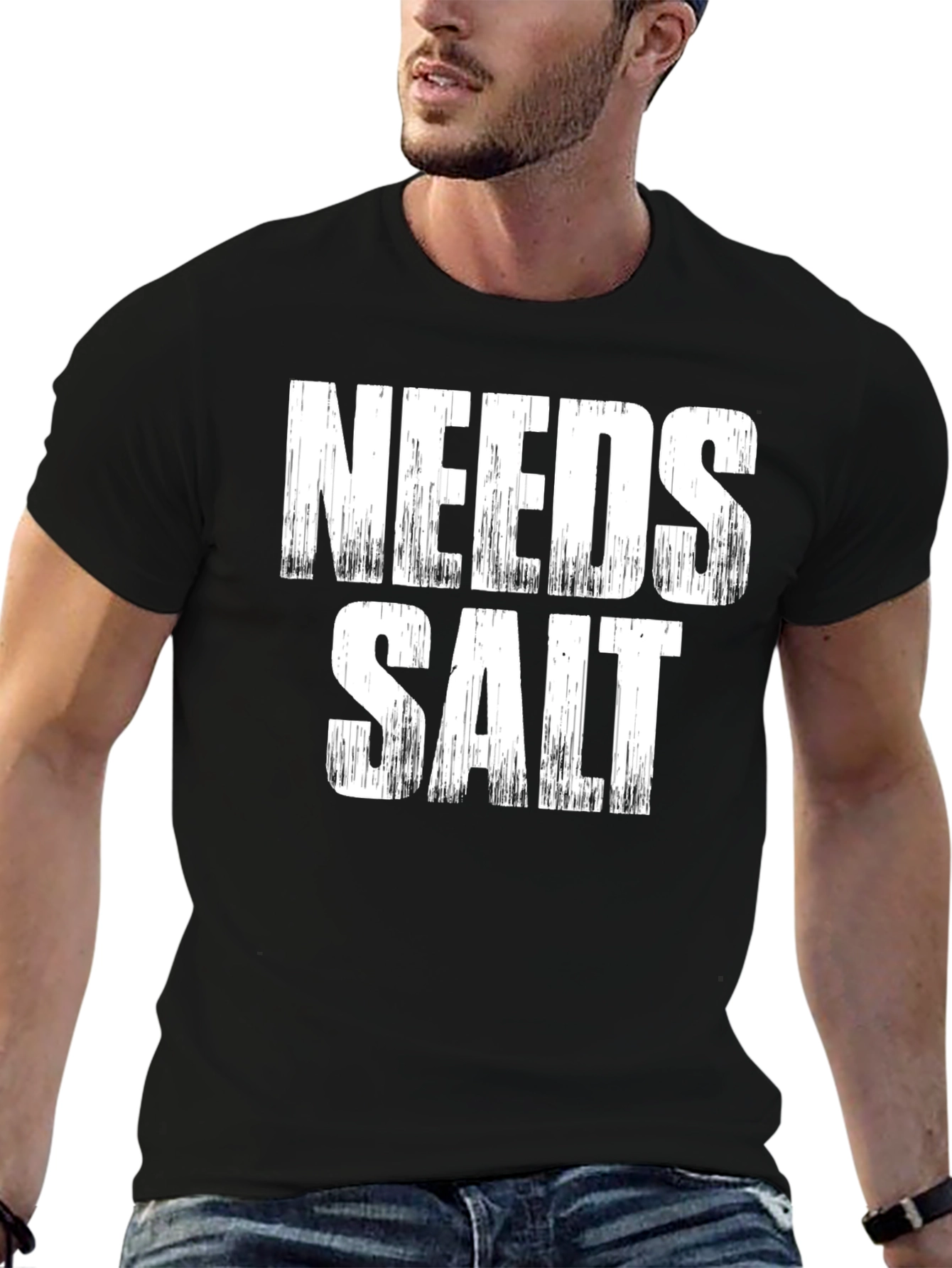 Black Needs Salt Graphic Tee - Funny Foodie T-Shirt view 6