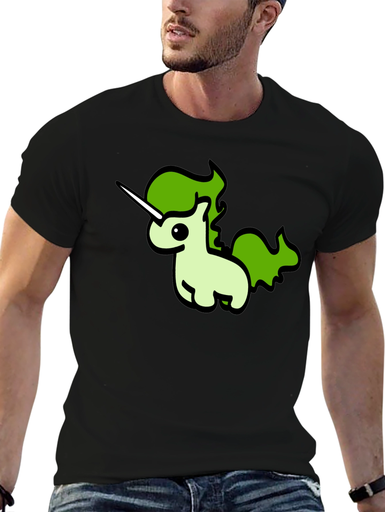 Black Unicorn Graphic Tee - Black Cotton T-Shirt view 6