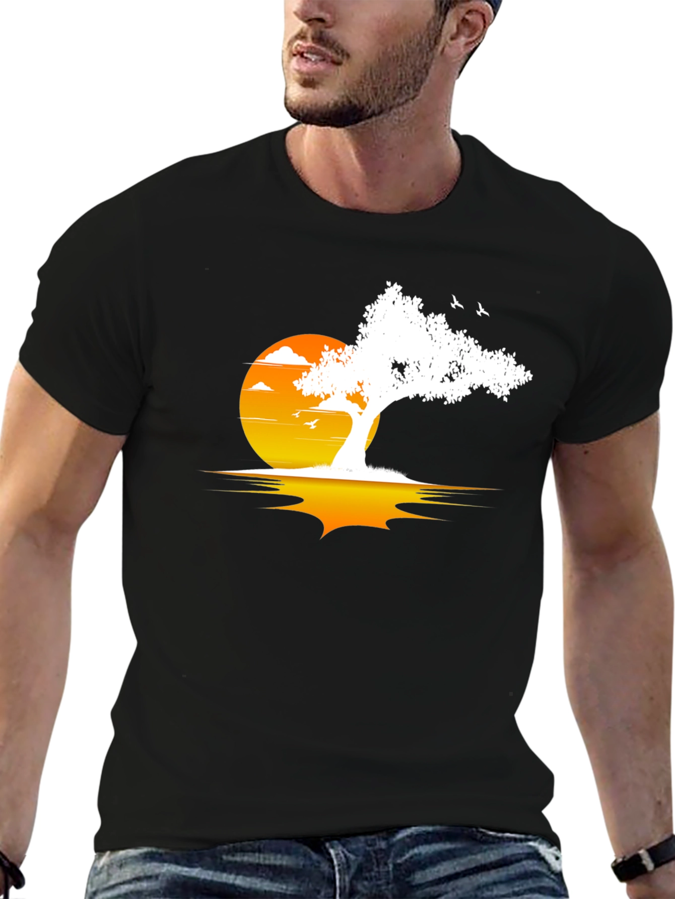 Black Sunset Tree Graphic Tee view 6