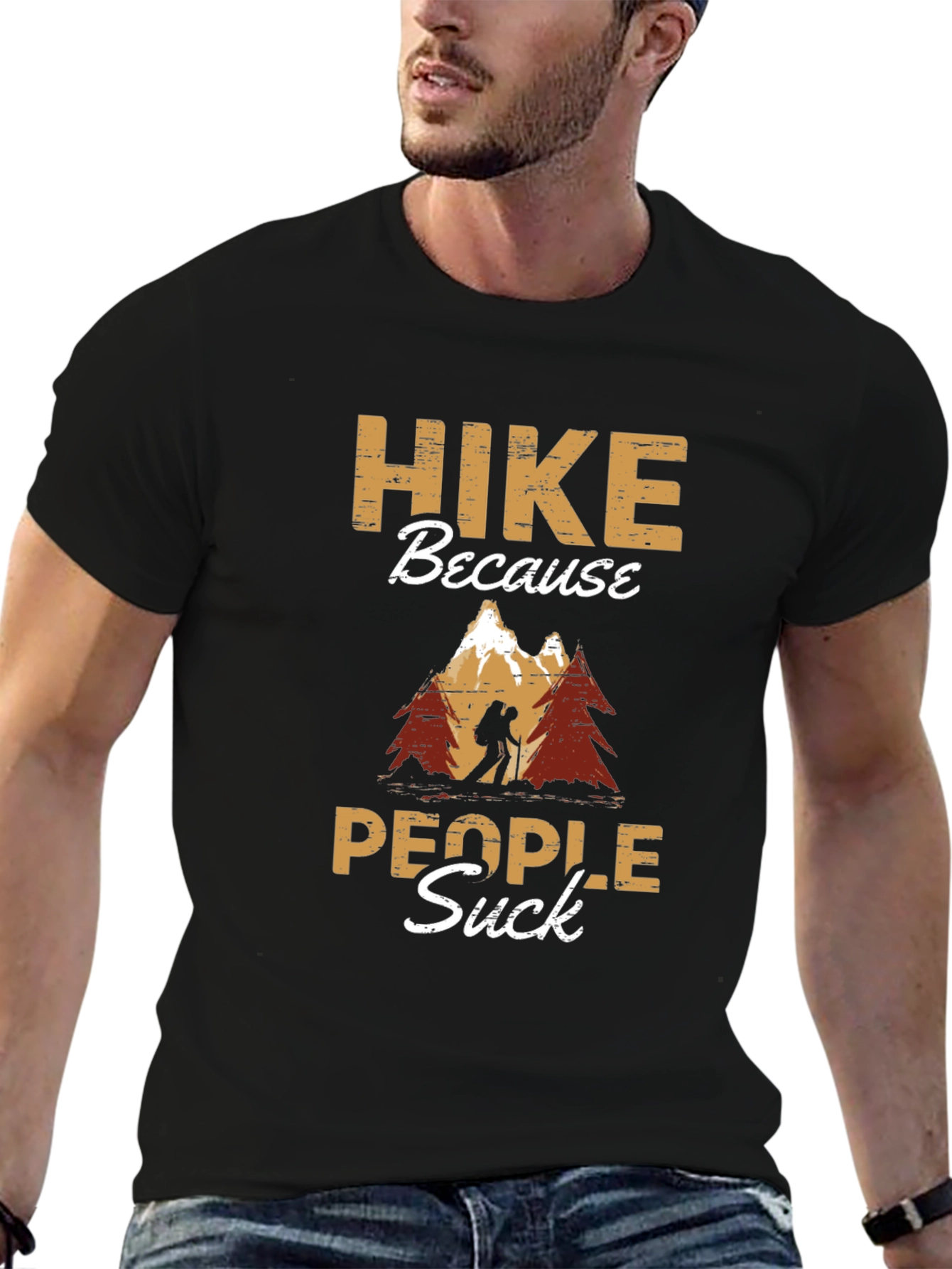 Black Hike Because People Suck T-Shirt view 6