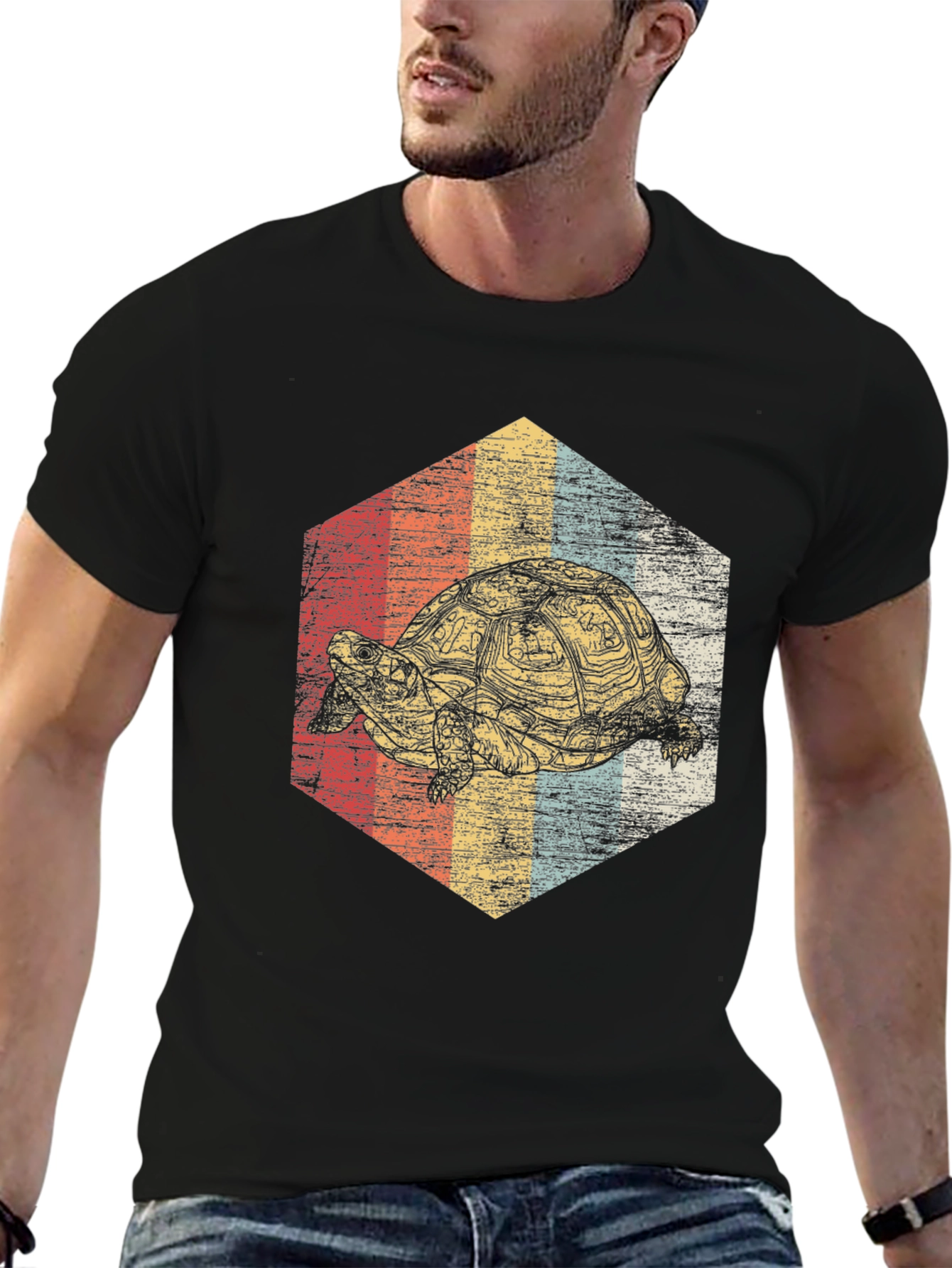 Black Retro Turtle Graphic Tee - Stylish Animal Lover T-Shirt view 6