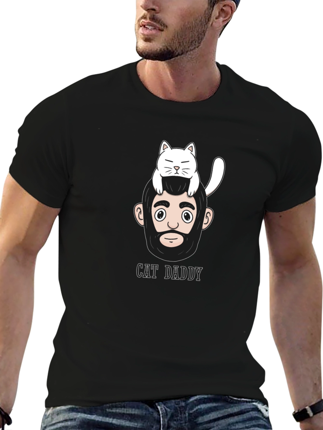 Black Cat Daddy Graphic T-Shirt - Men's Casual Wear view 6