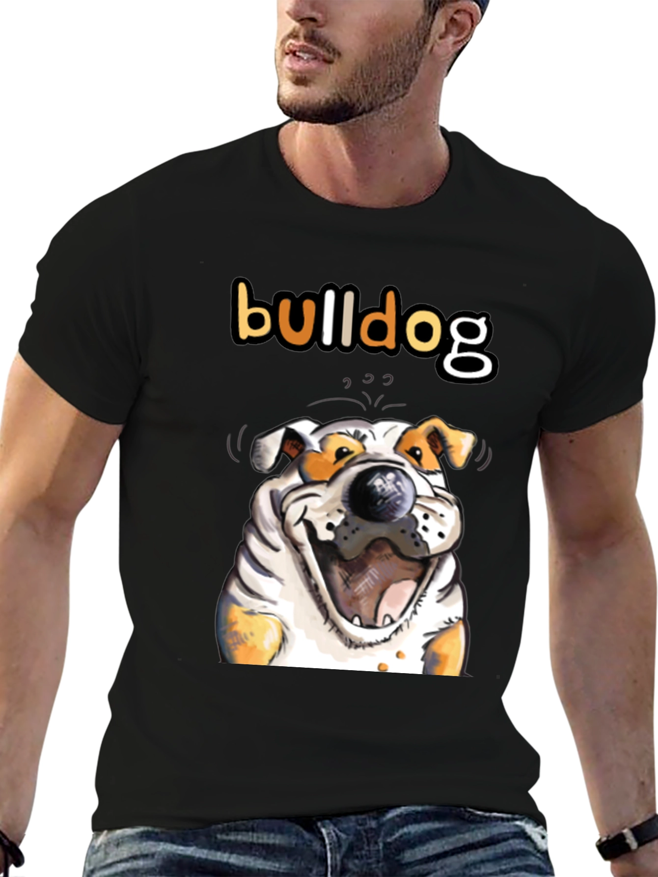 Black Bulldog Graphic Tee - Unisex Cotton T-Shirt view 6