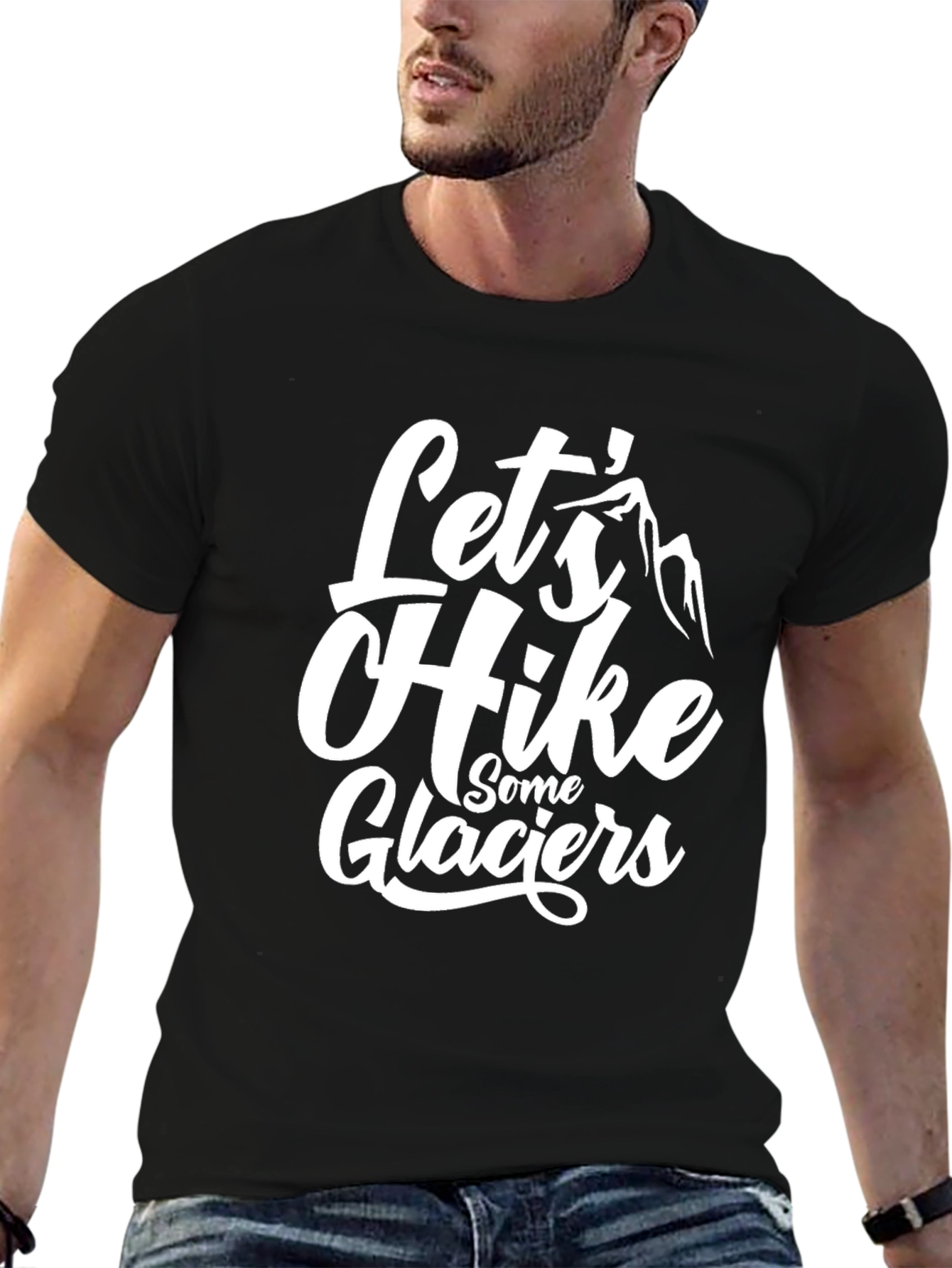 Black Let's Hike Glaciers Black T-Shirt view 6