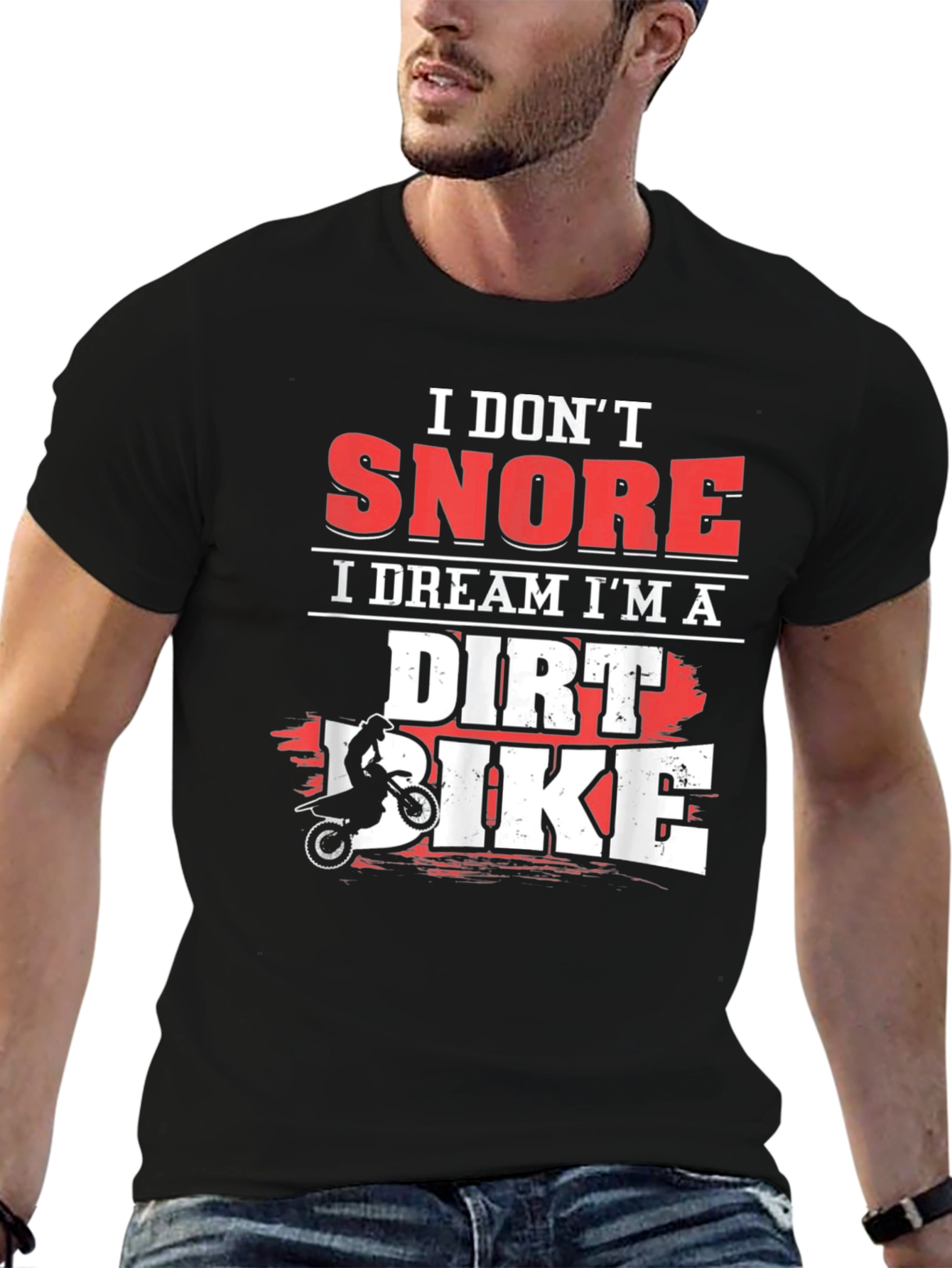 Black I Don't Snore I Dream I'm A Dirt Bike T-Shirt view 6