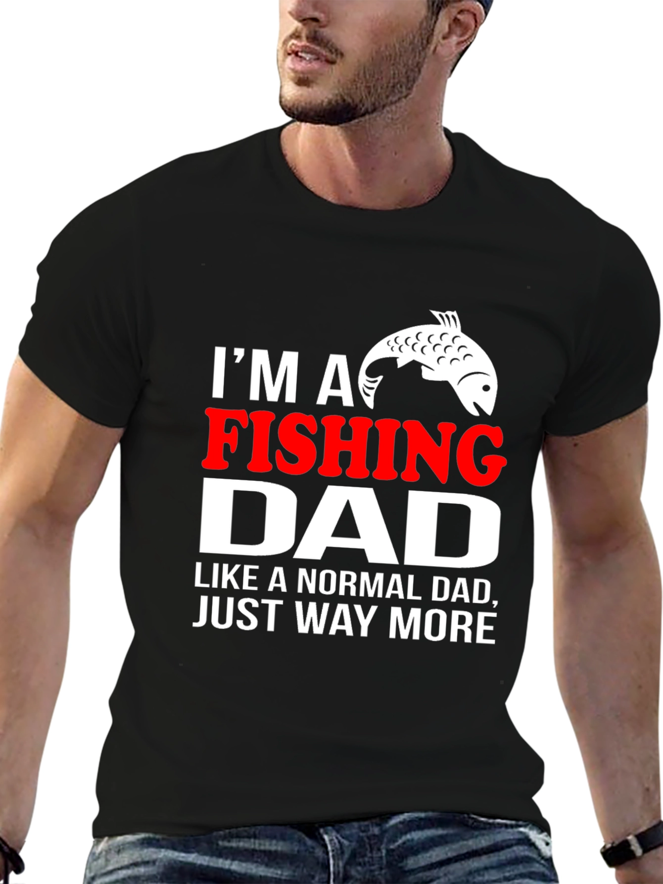 Black Fishing Dad T-Shirt - Novelty Graphic Tee view 6