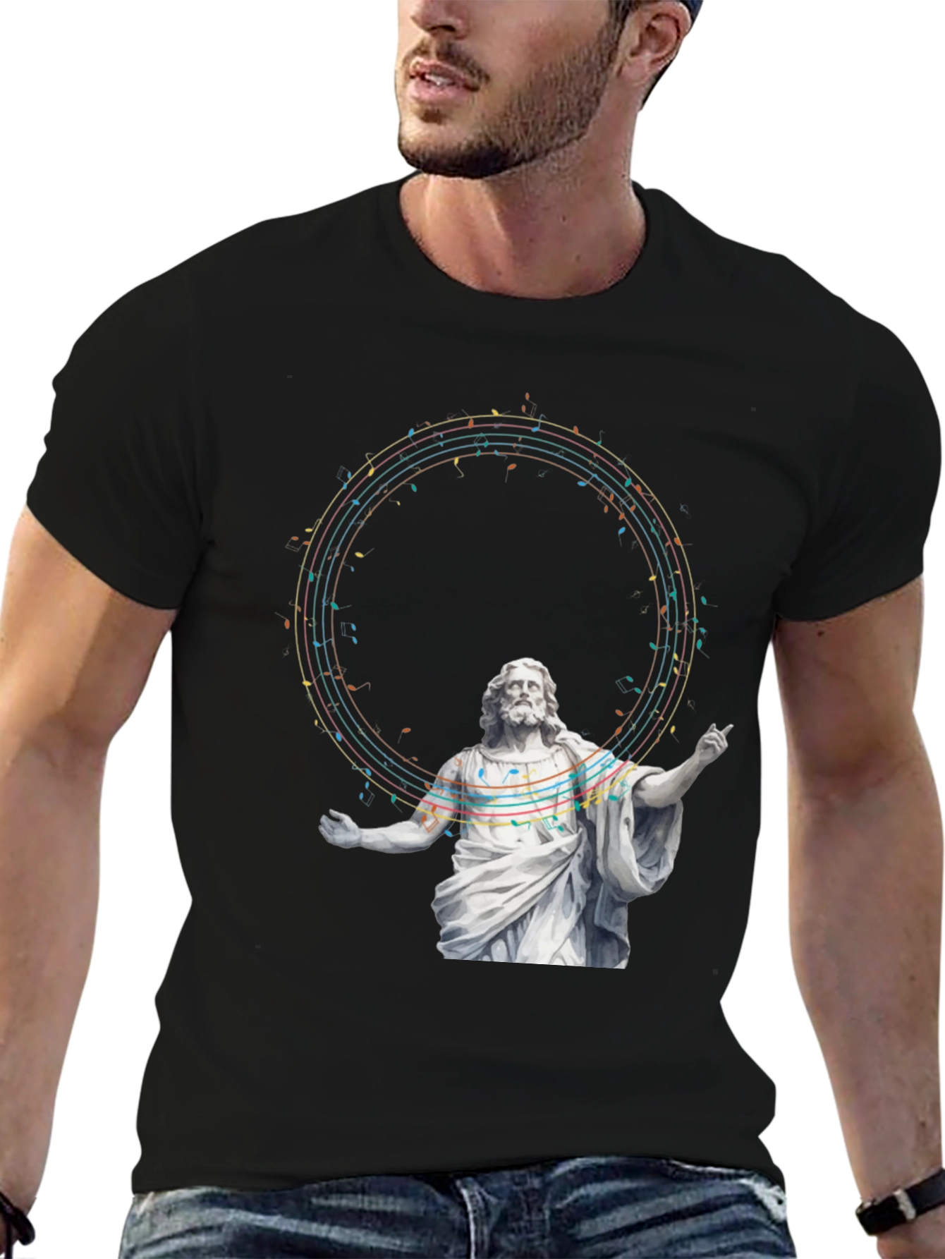 Black Musical Jesus Graphic Tee - Black Cotton T-Shirt view 6