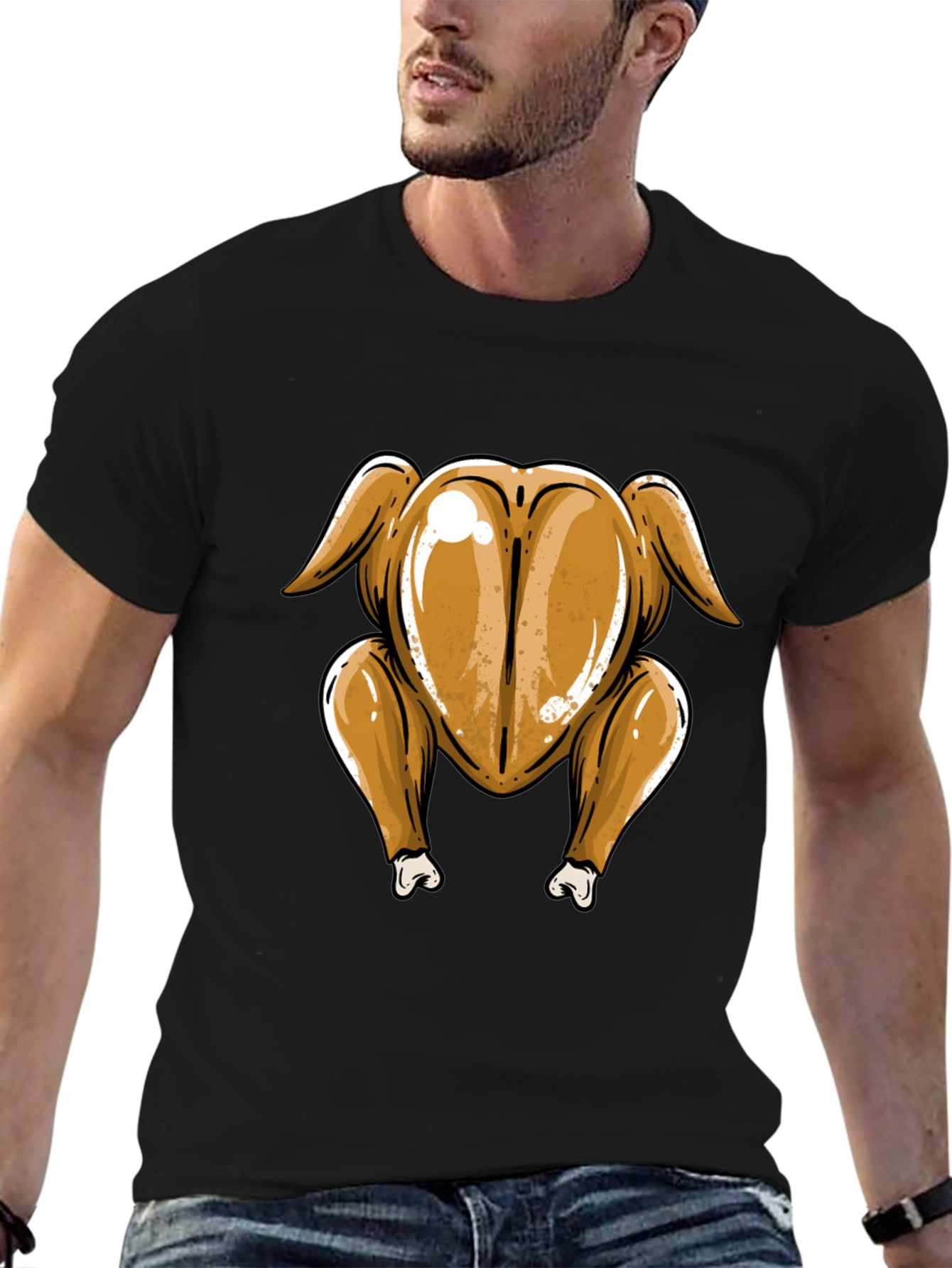 Black Roasted Turkey Butt T-Shirt - Thanksgiving Humor view 6